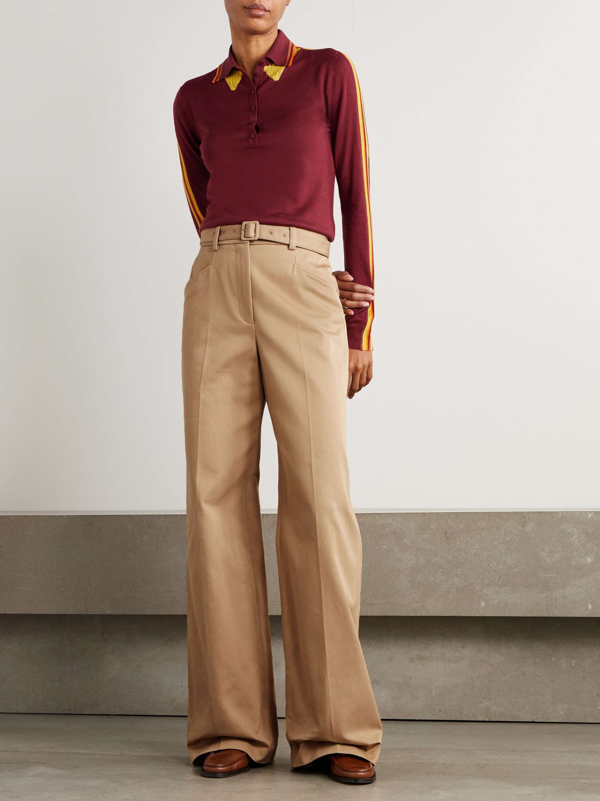 Norman belted cotton-gabardine wide-leg pants view