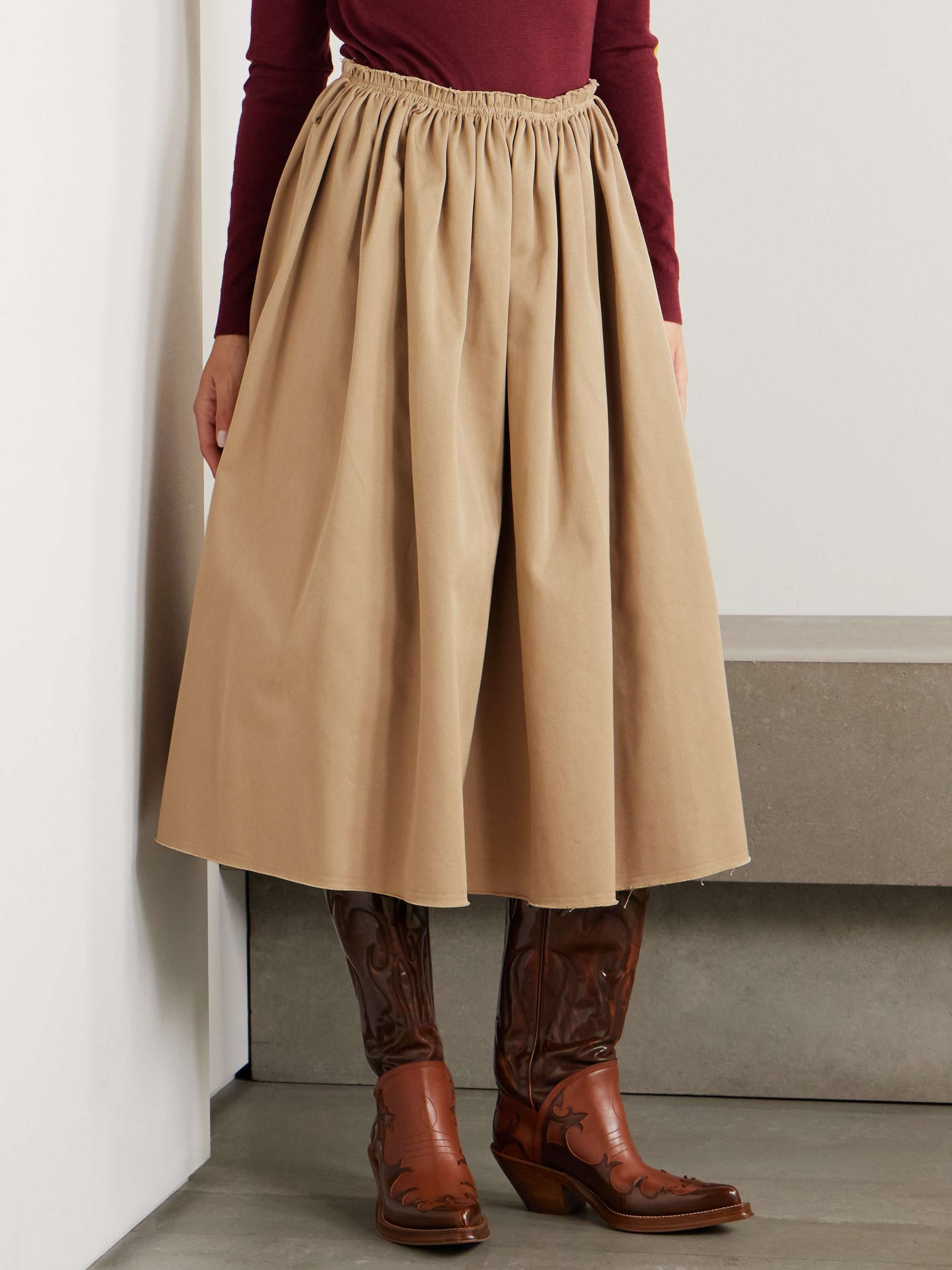 Chiara cotton-twill midi skirt view
