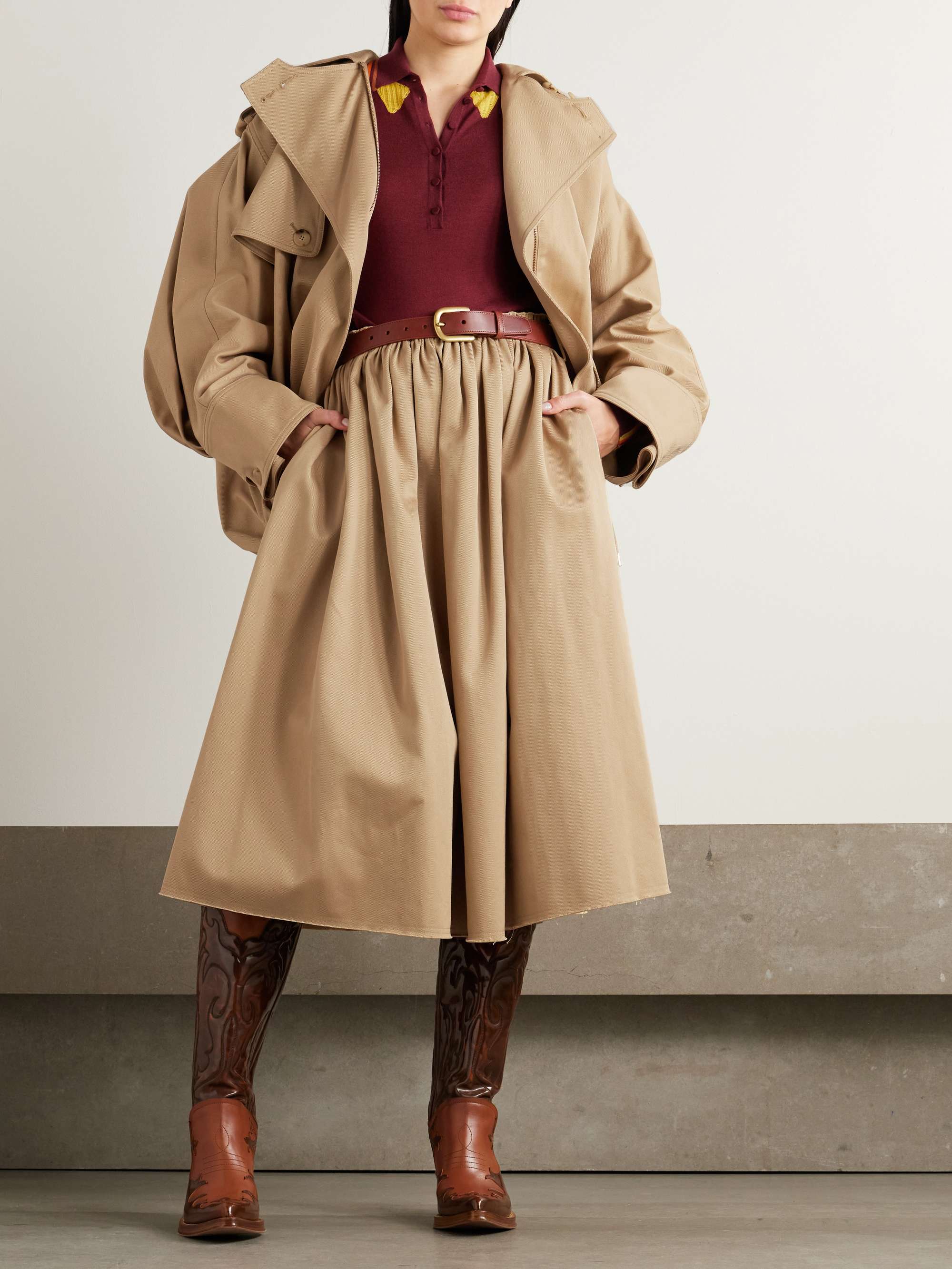 Chiara cotton-twill midi skirt view