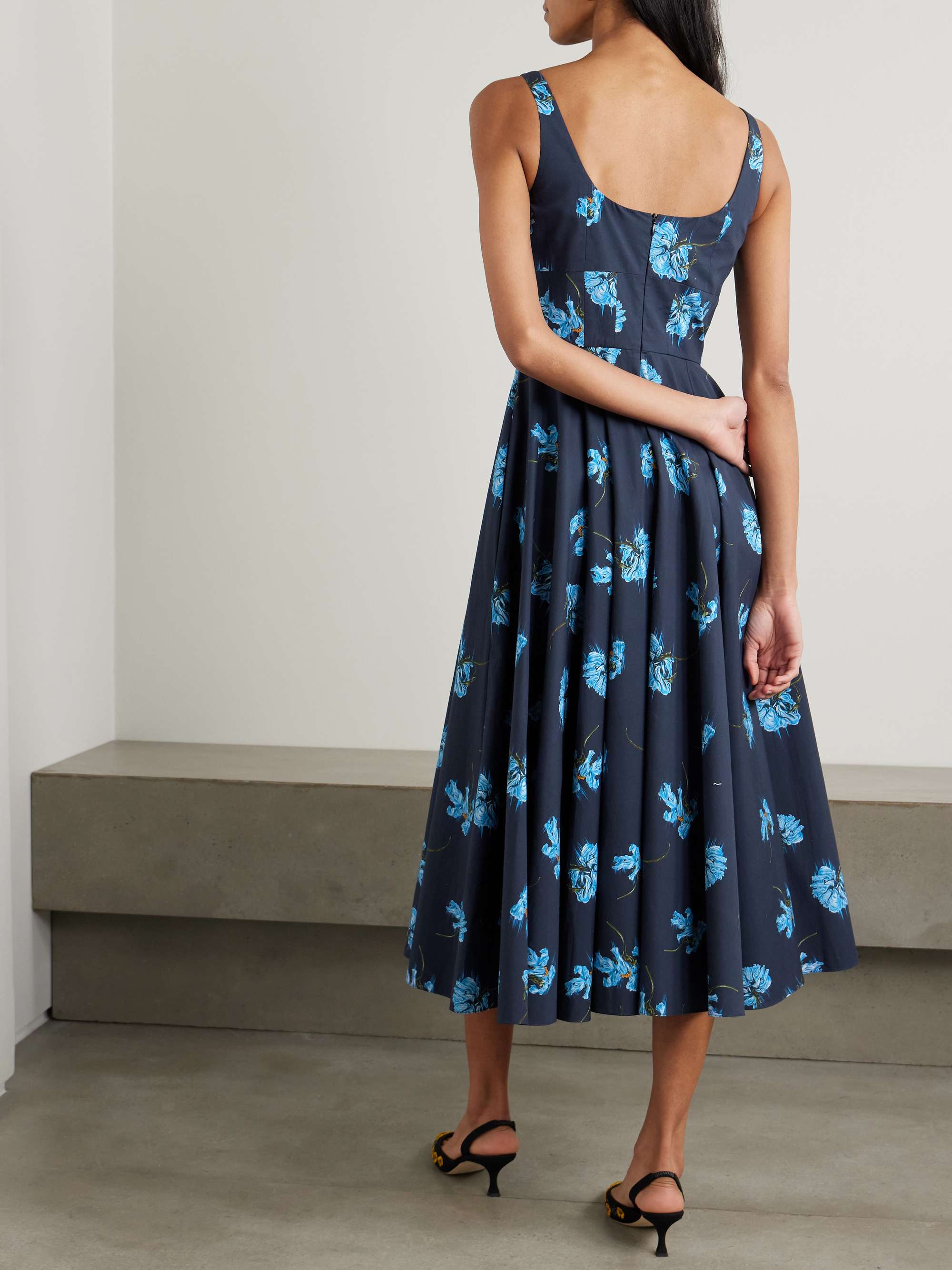 Mona floral-print cotton-poplin midi dress view