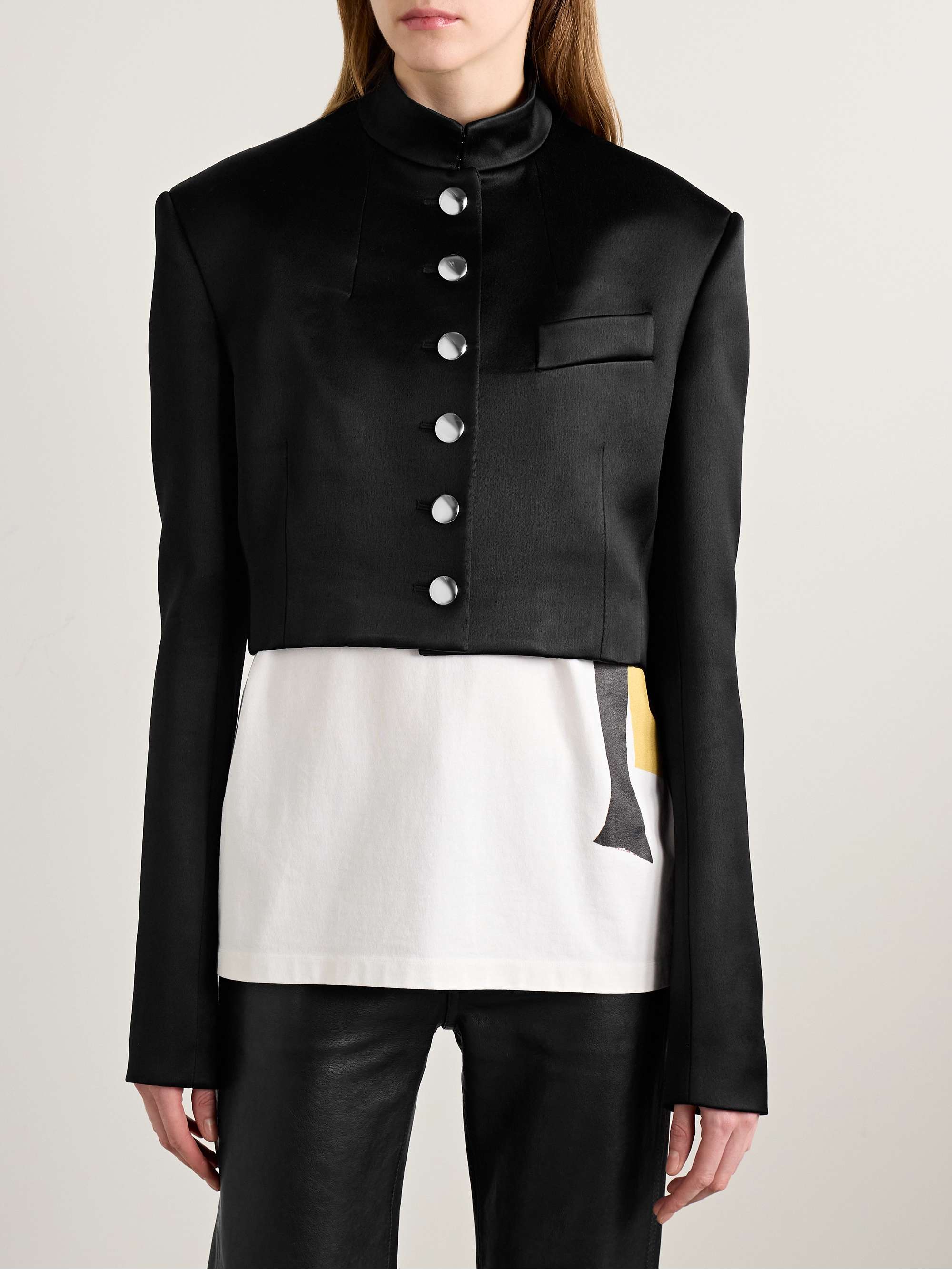 Samuelson cropped duchesse-satin jacket view