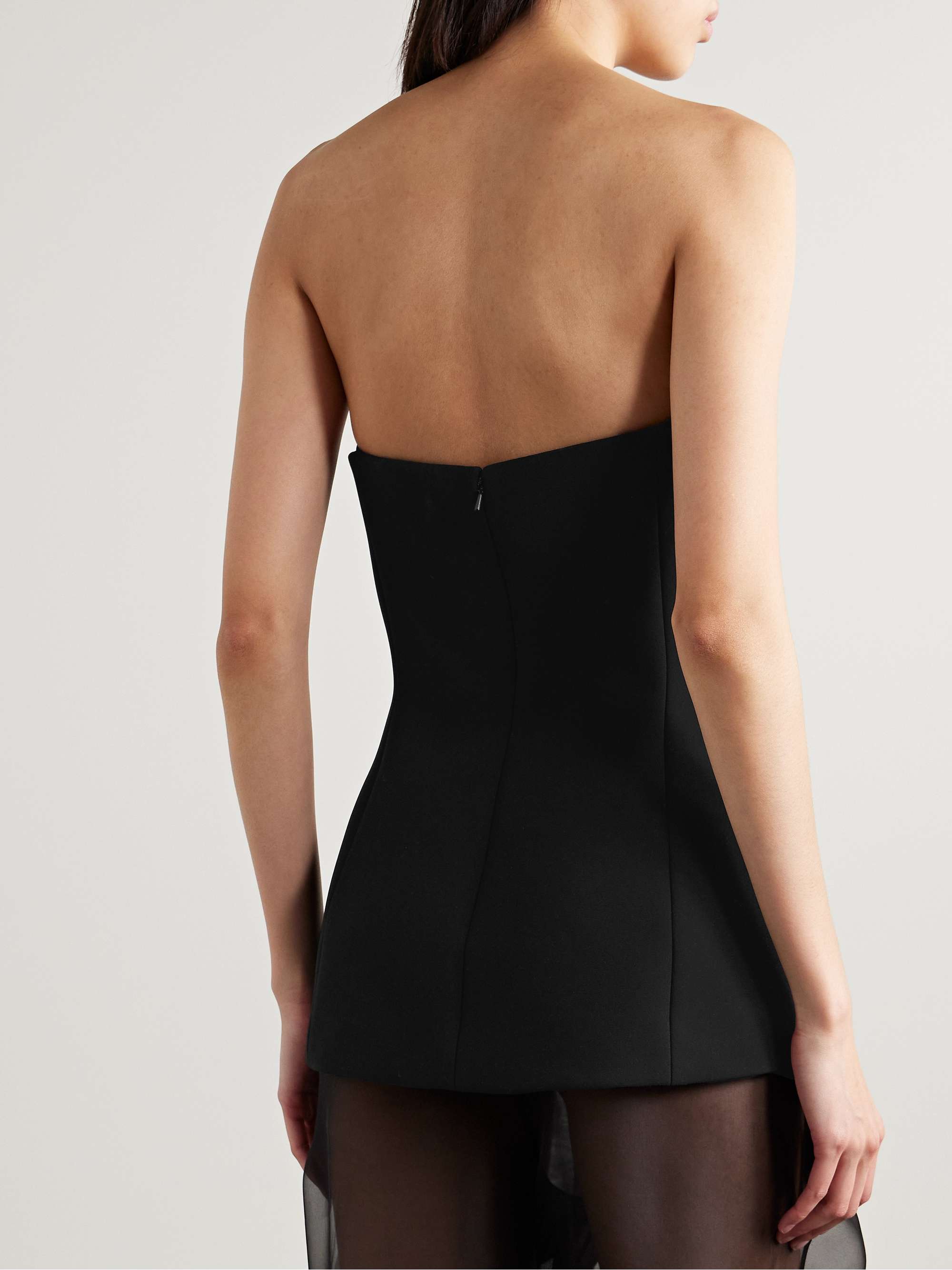 Ayla strapless crepe and satin bustier top view