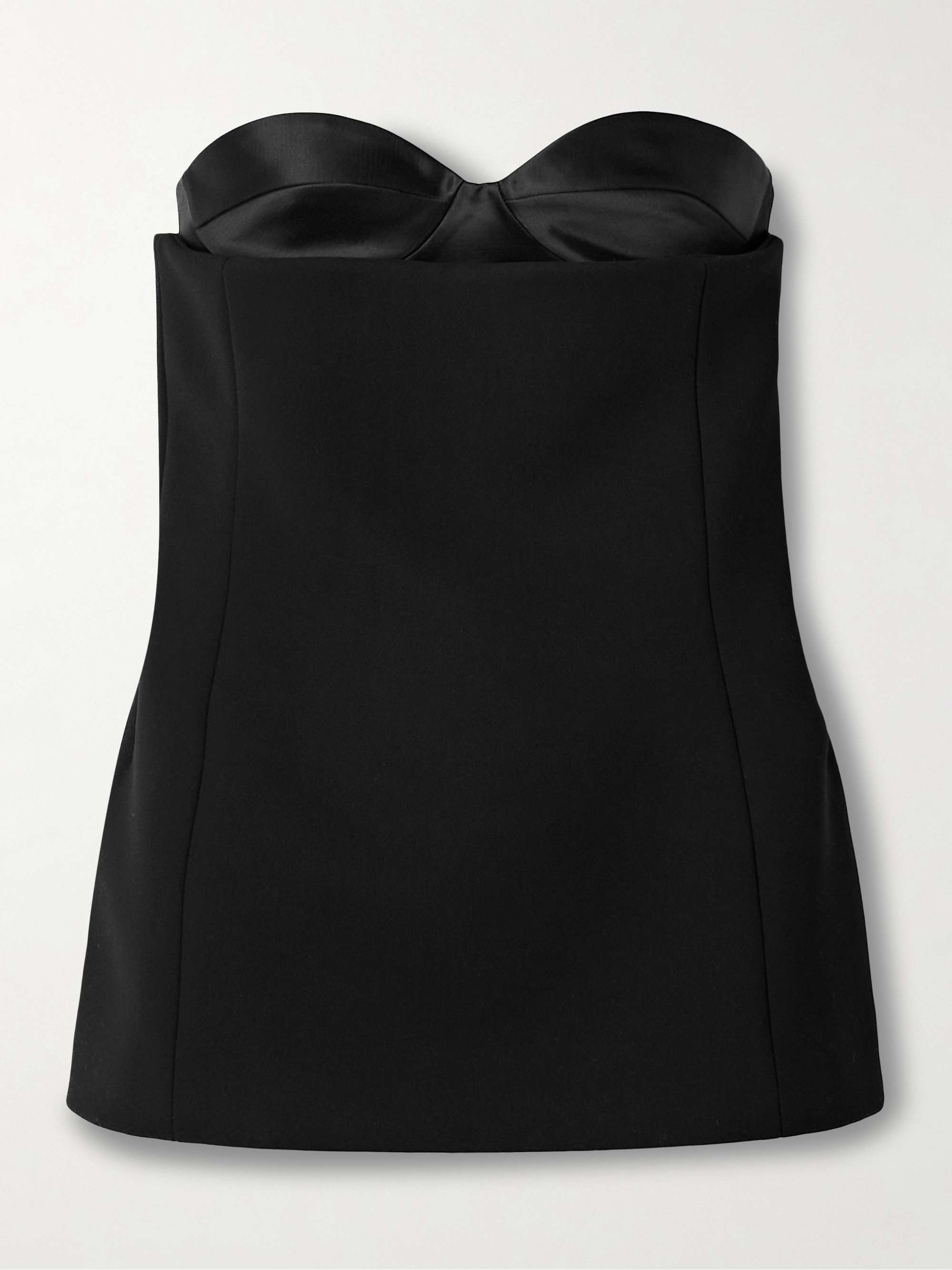 Ayla strapless crepe and satin bustier top view
