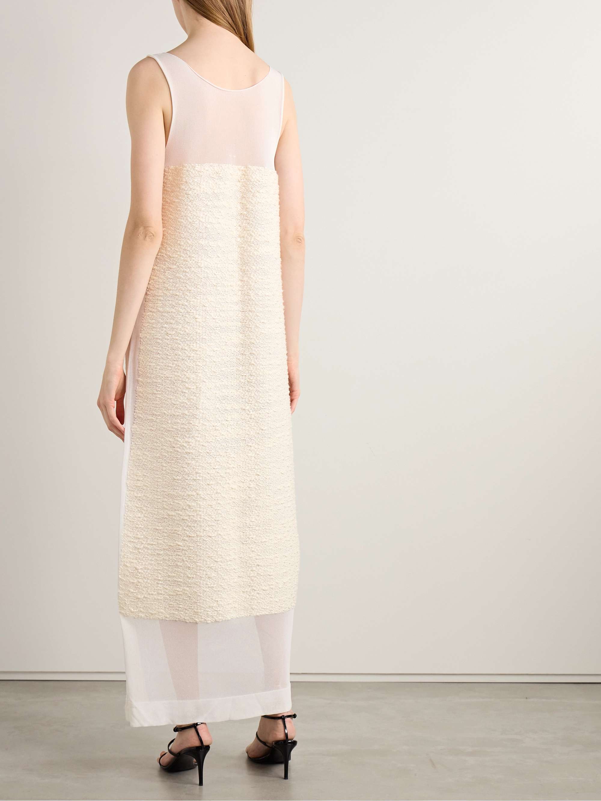 Miriele tweed-paneled knitted maxi dress view