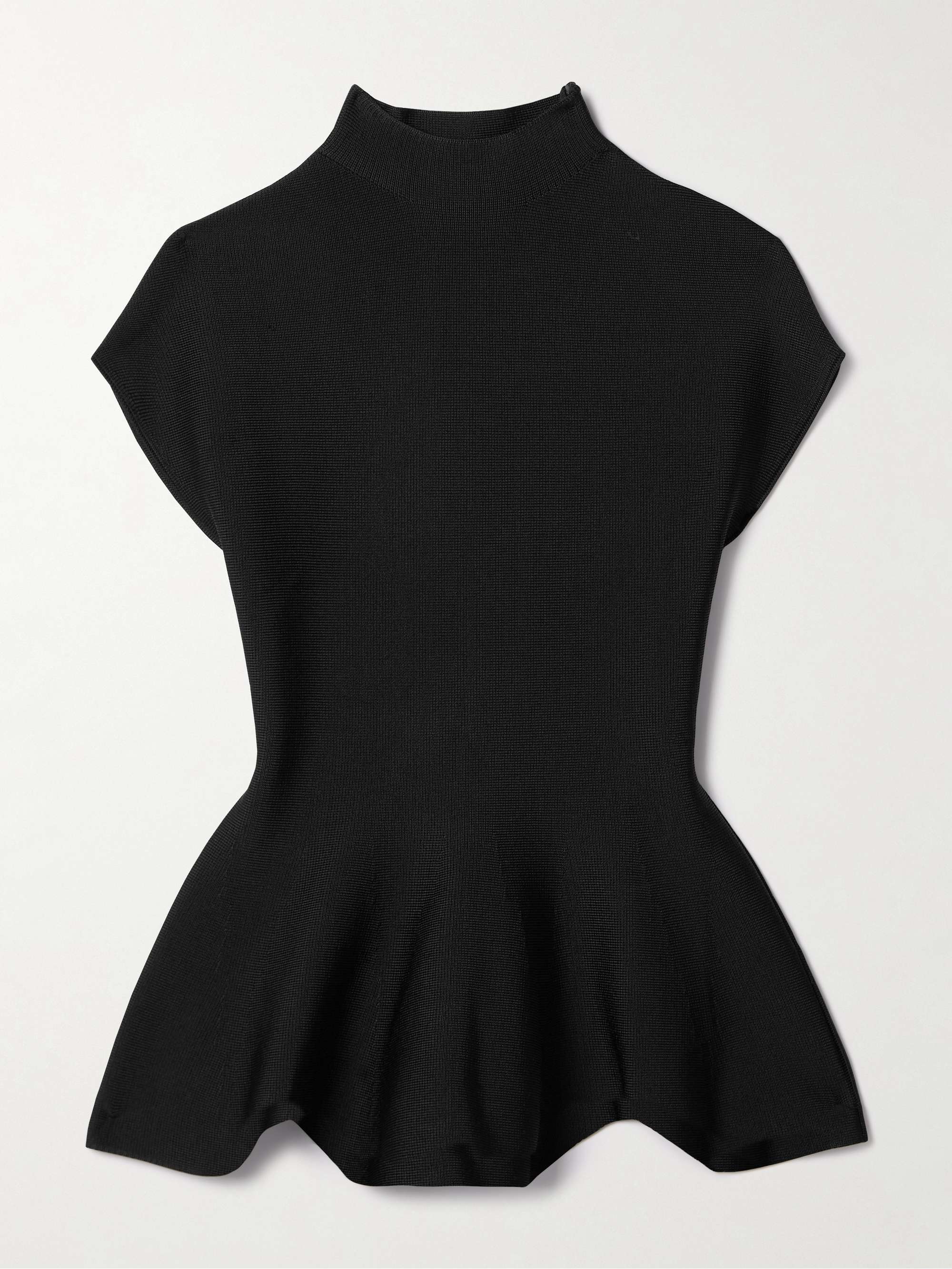 Andra stretch-knit turtleneck peplum top view