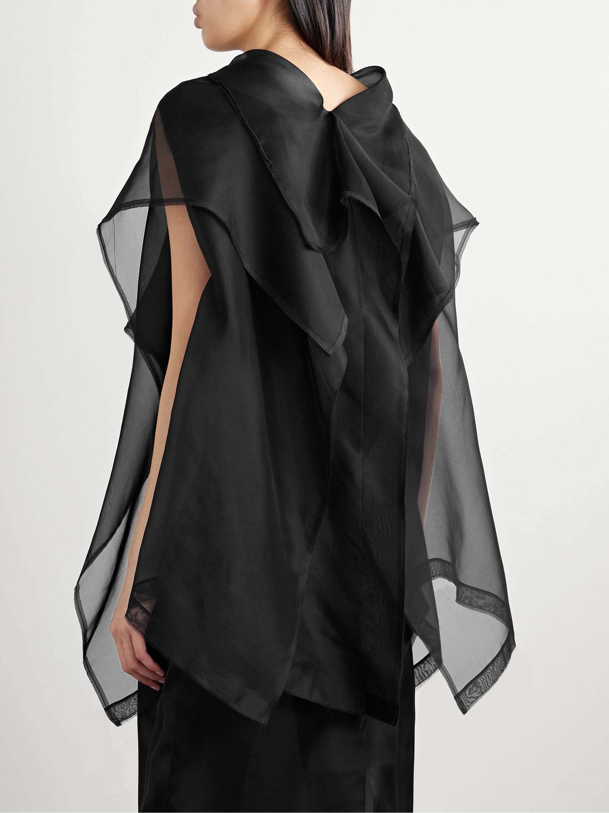 Santana layered draped silk-organza top view