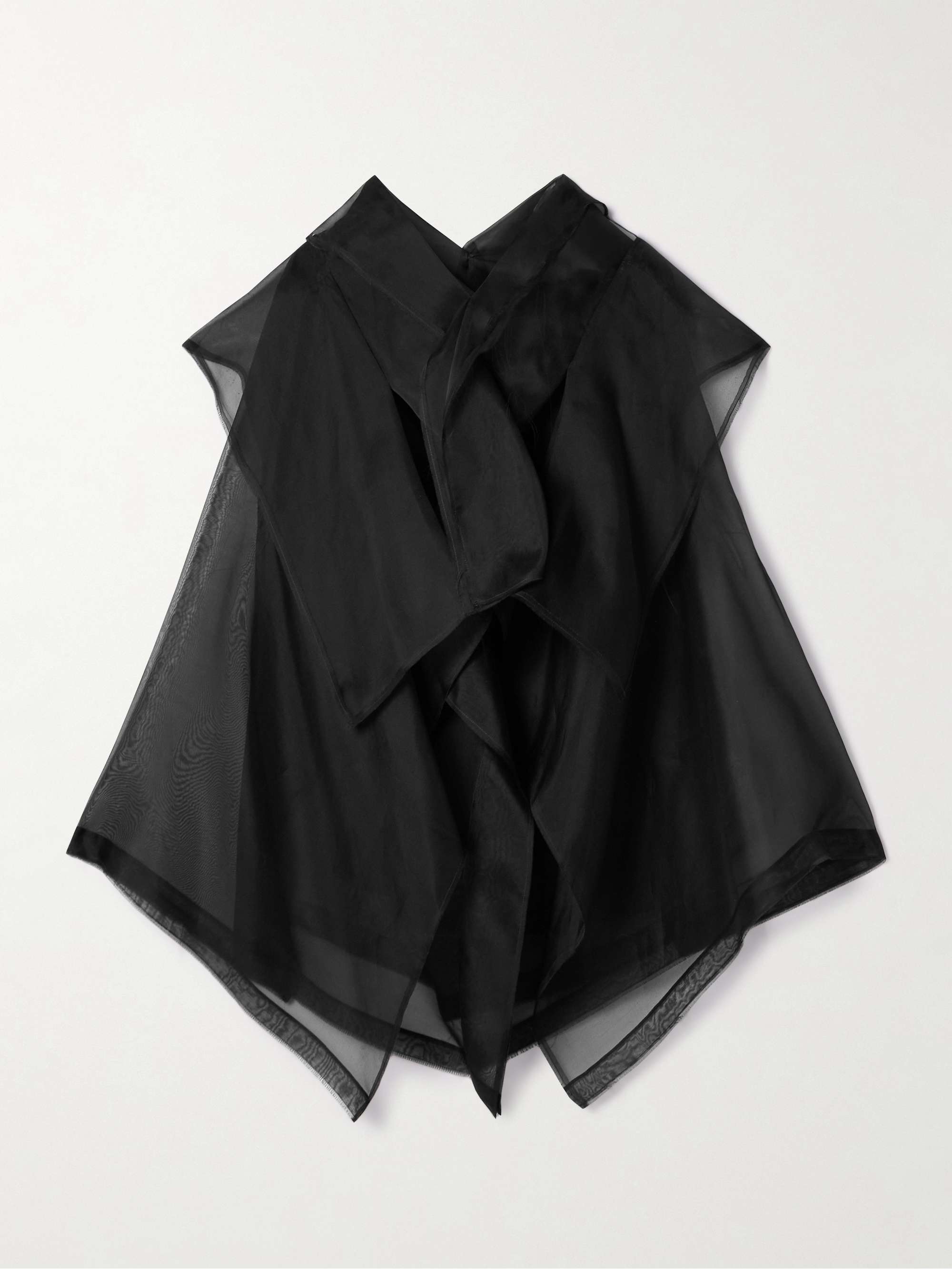 Santana layered draped silk-organza top view