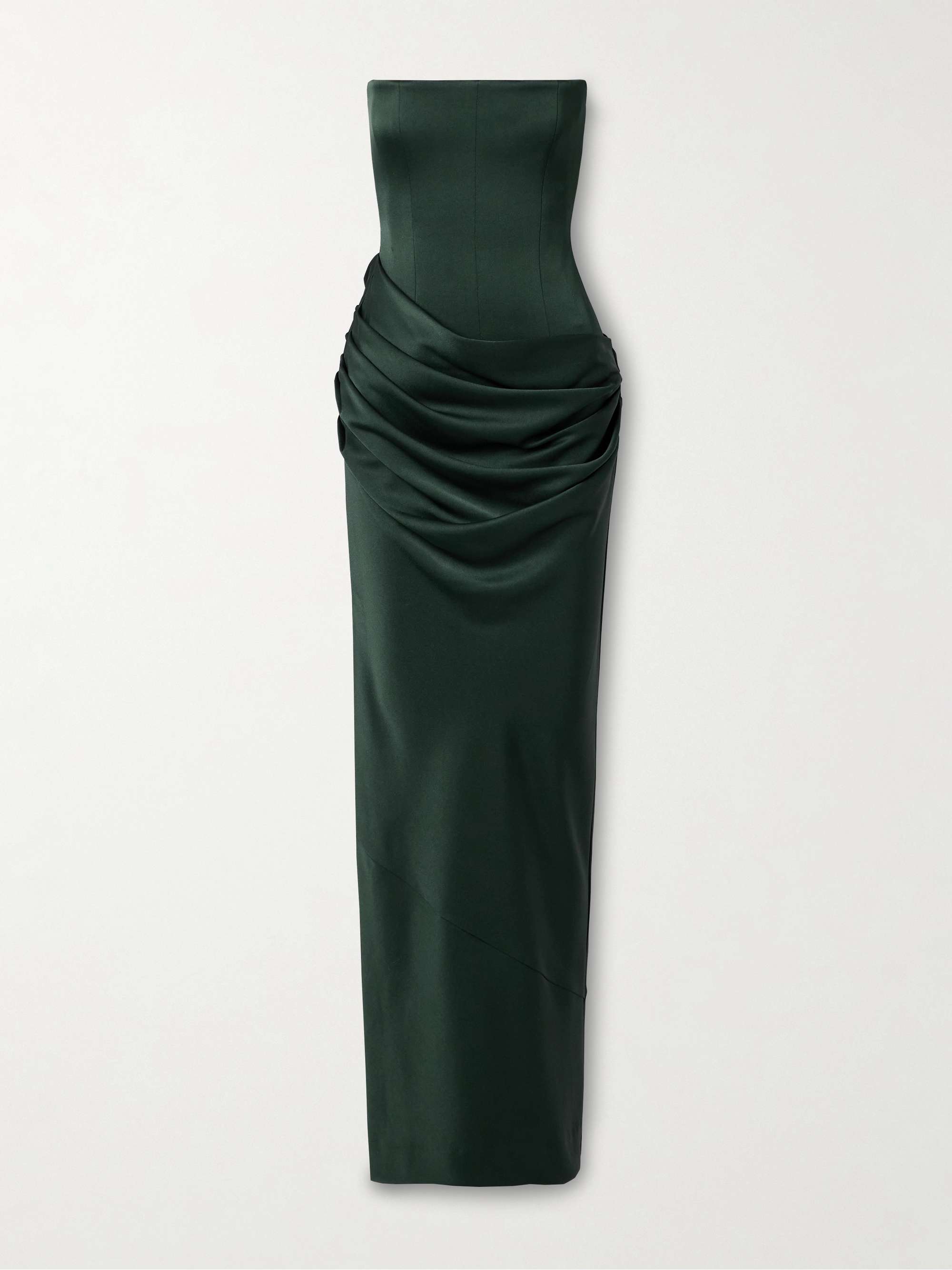 Strapless draped satin-crepe gown view