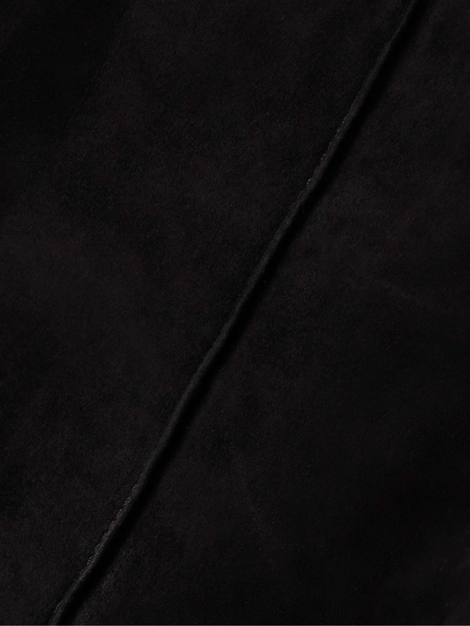 Cropped slim-leg suede pants view