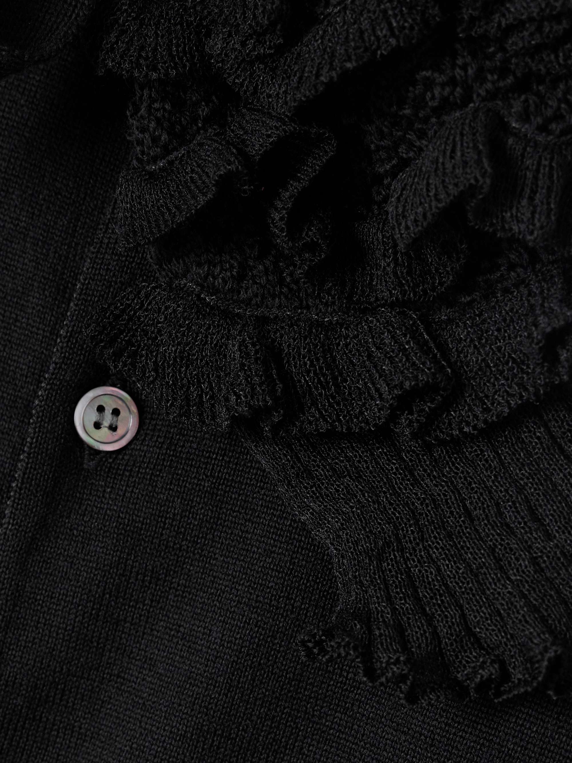 Ruffled crochet-trimmed wool cardigan view