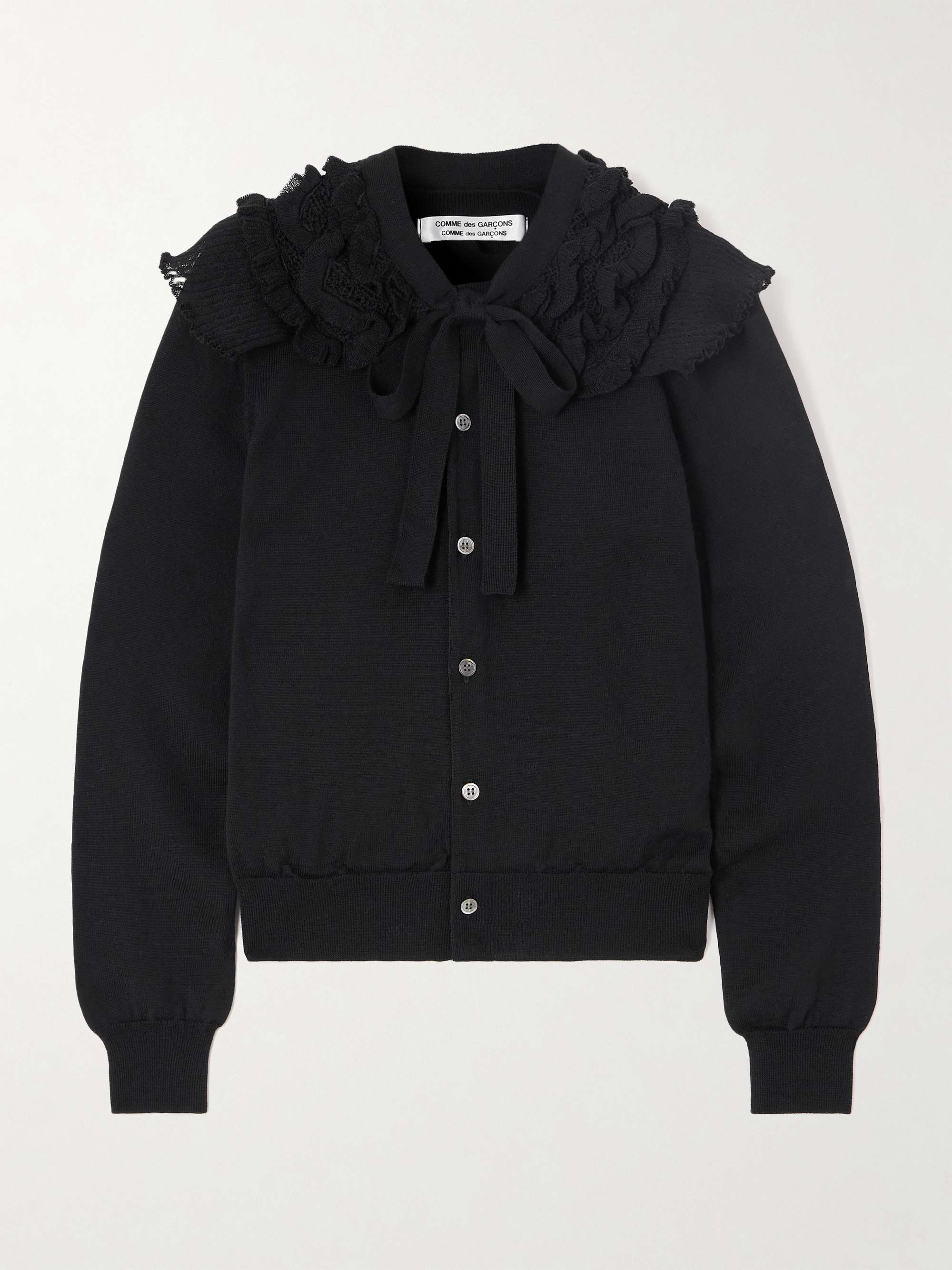 Ruffled crochet-trimmed wool cardigan view