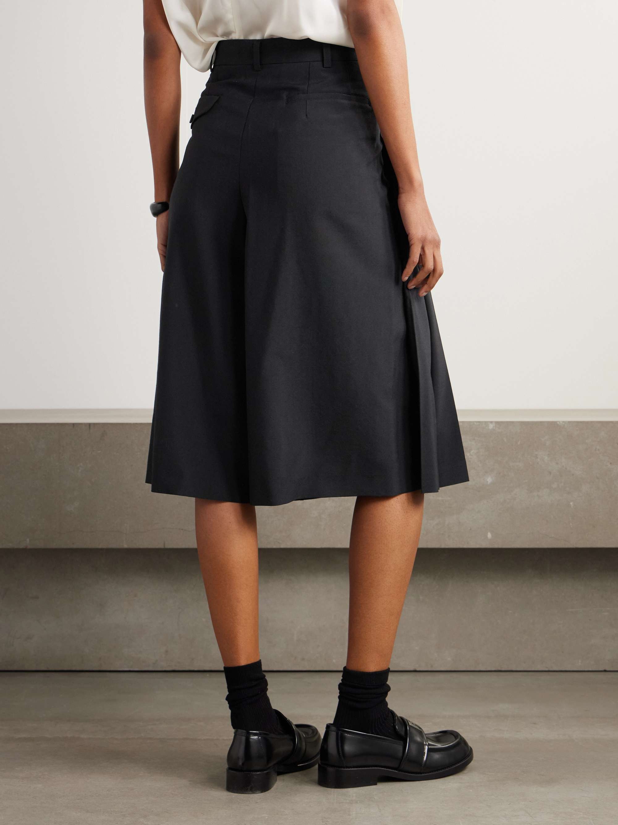 Pleated wool culottes view
