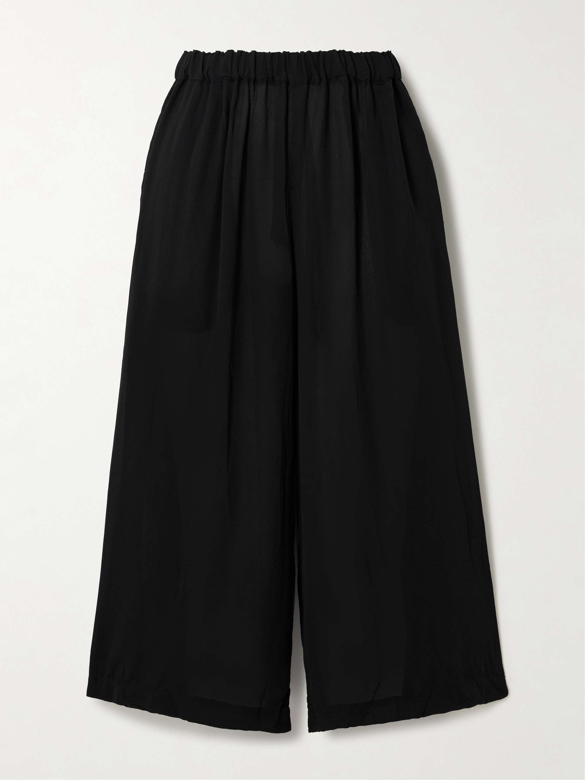 Cropped crepe de chine wide-leg pants view