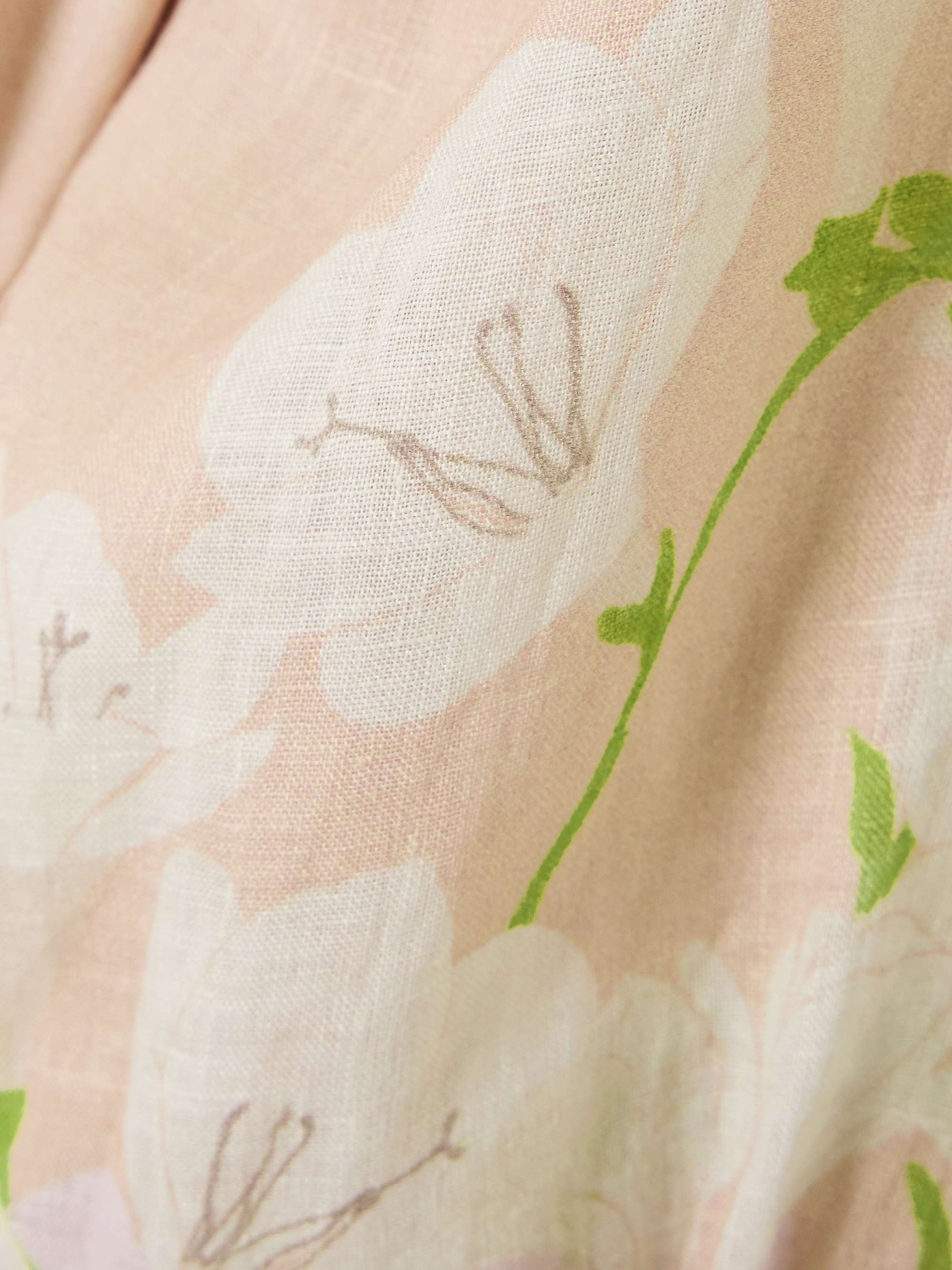 Cara off-the-shoulder gathered floral-print linen midi dress view