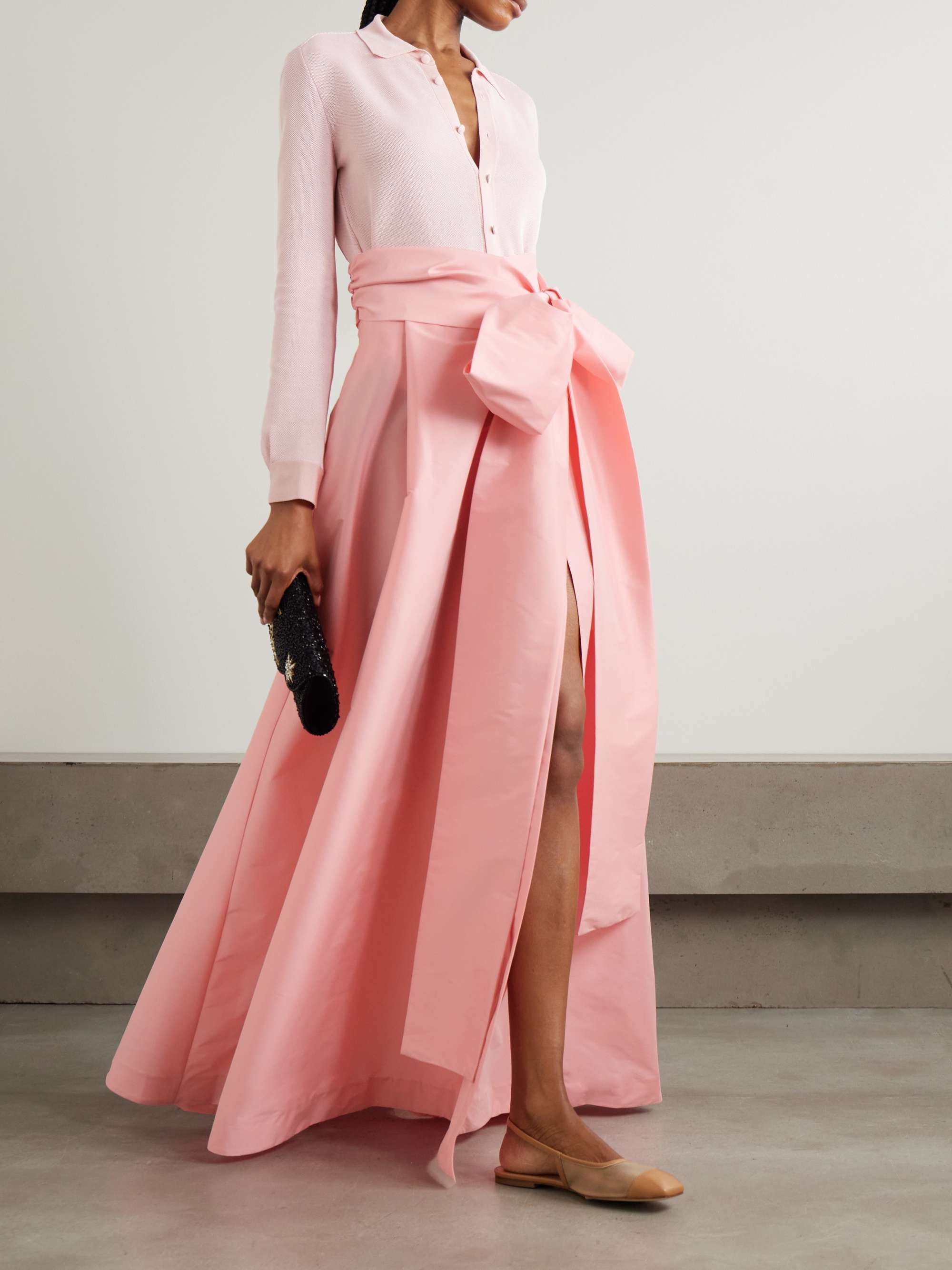 Beatrice belted taffeta maxi skirt view