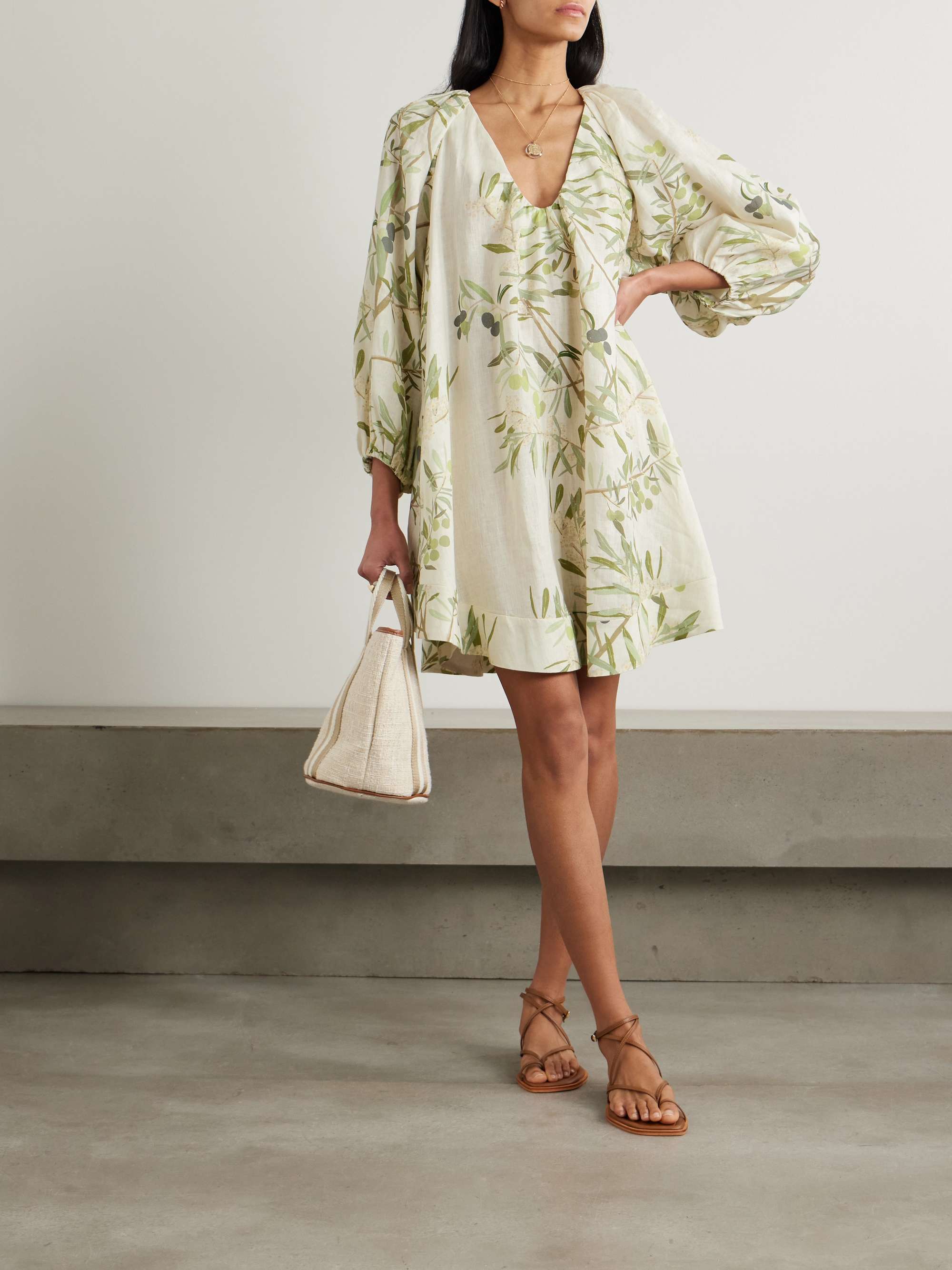 Georgette printed linen mini dress view