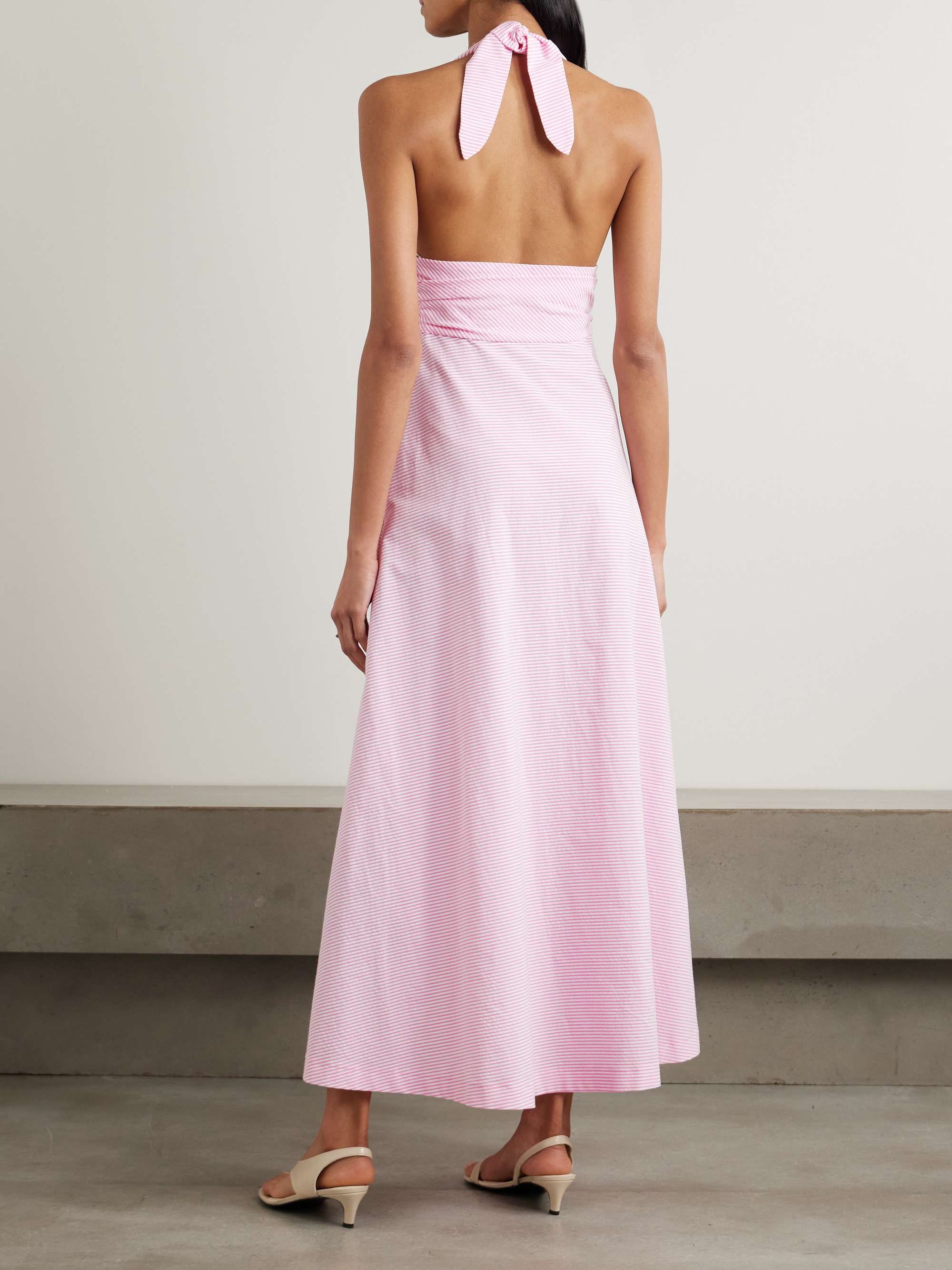 Marilyn striped cotton halterneck maxi dress view