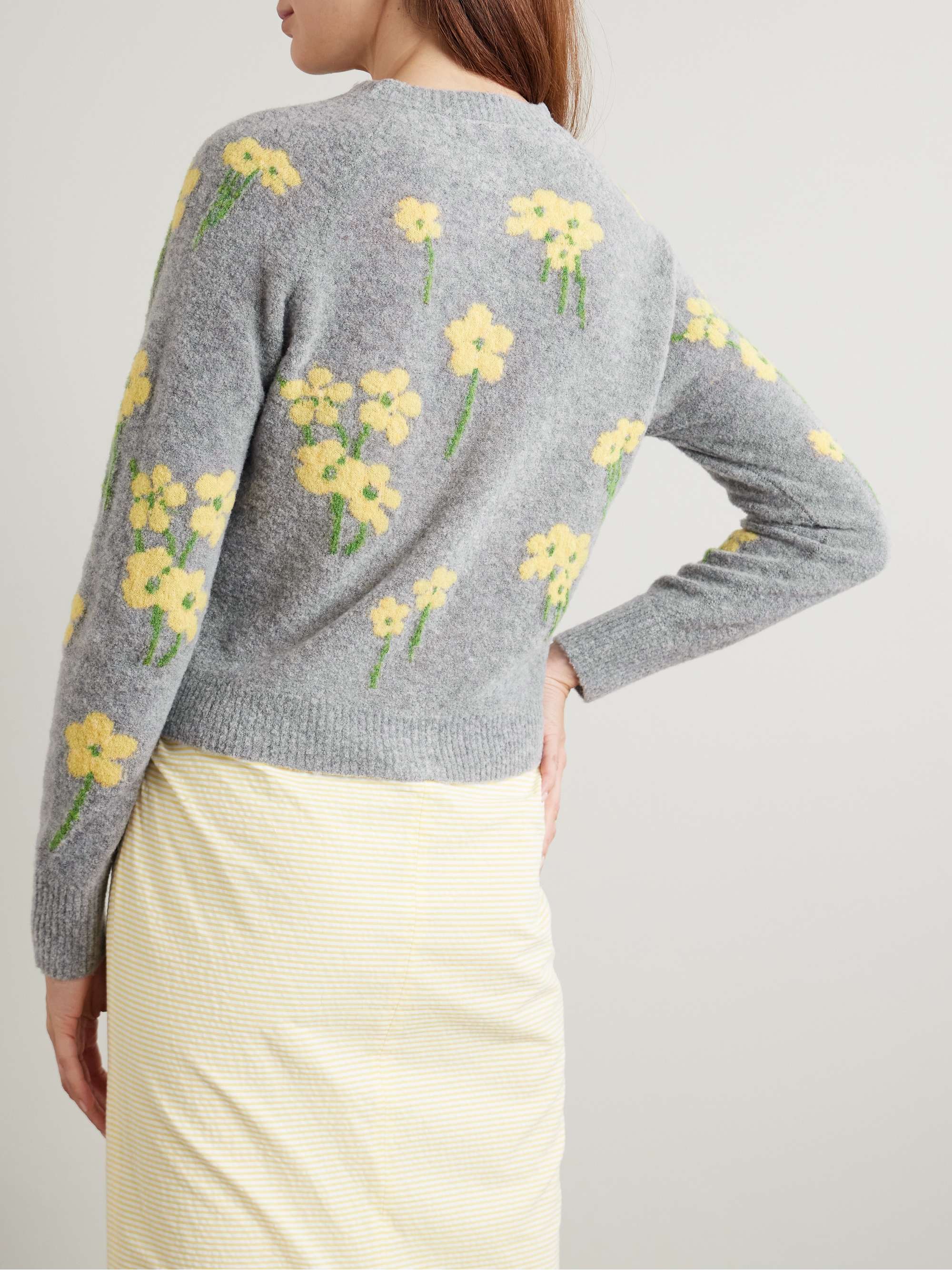 Nona floral-jacquard wool-blend bouclé cardigan view