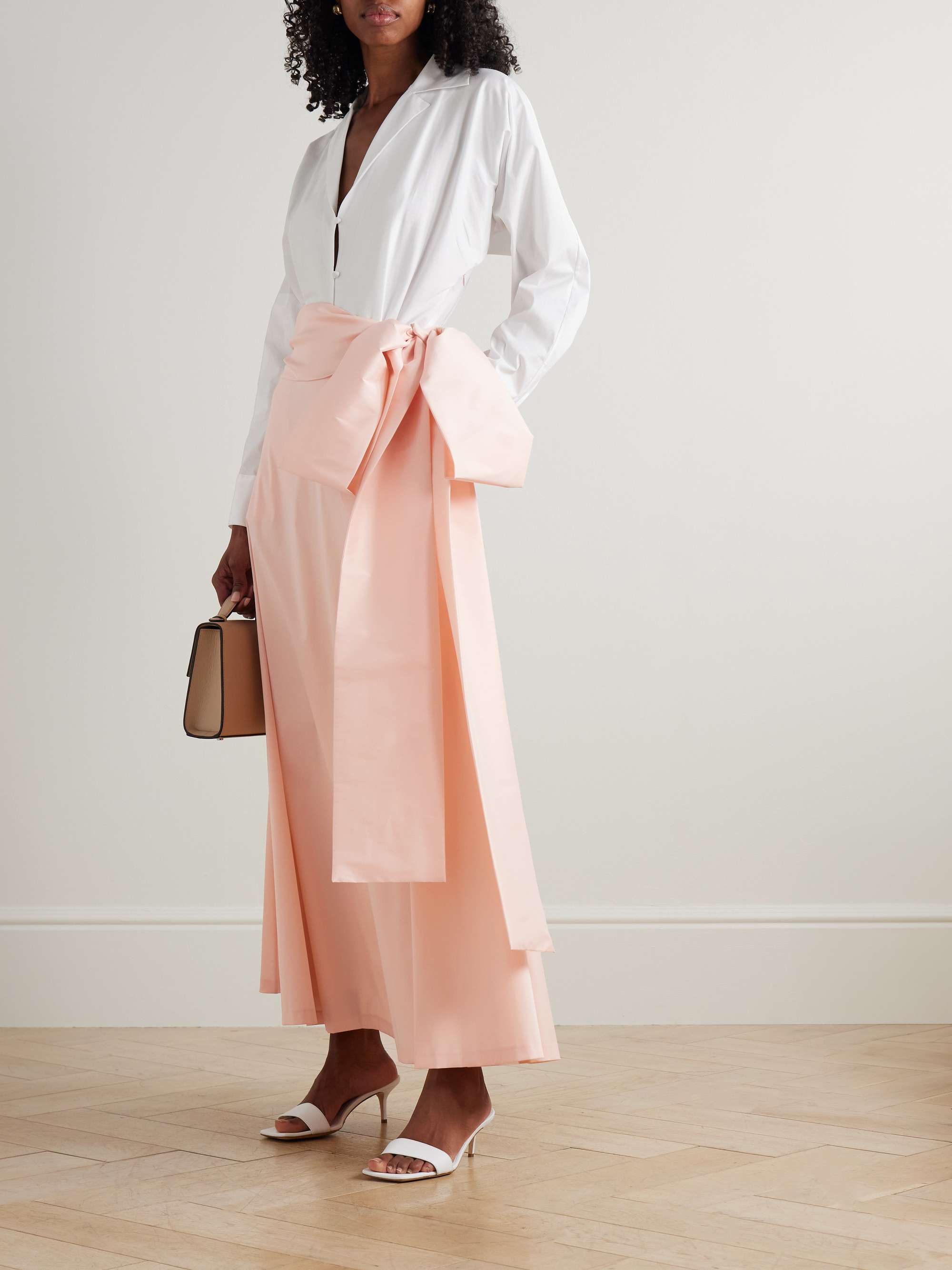 Clarence belted organic cotton-blend poplin and taffeta maxi shirt dress view