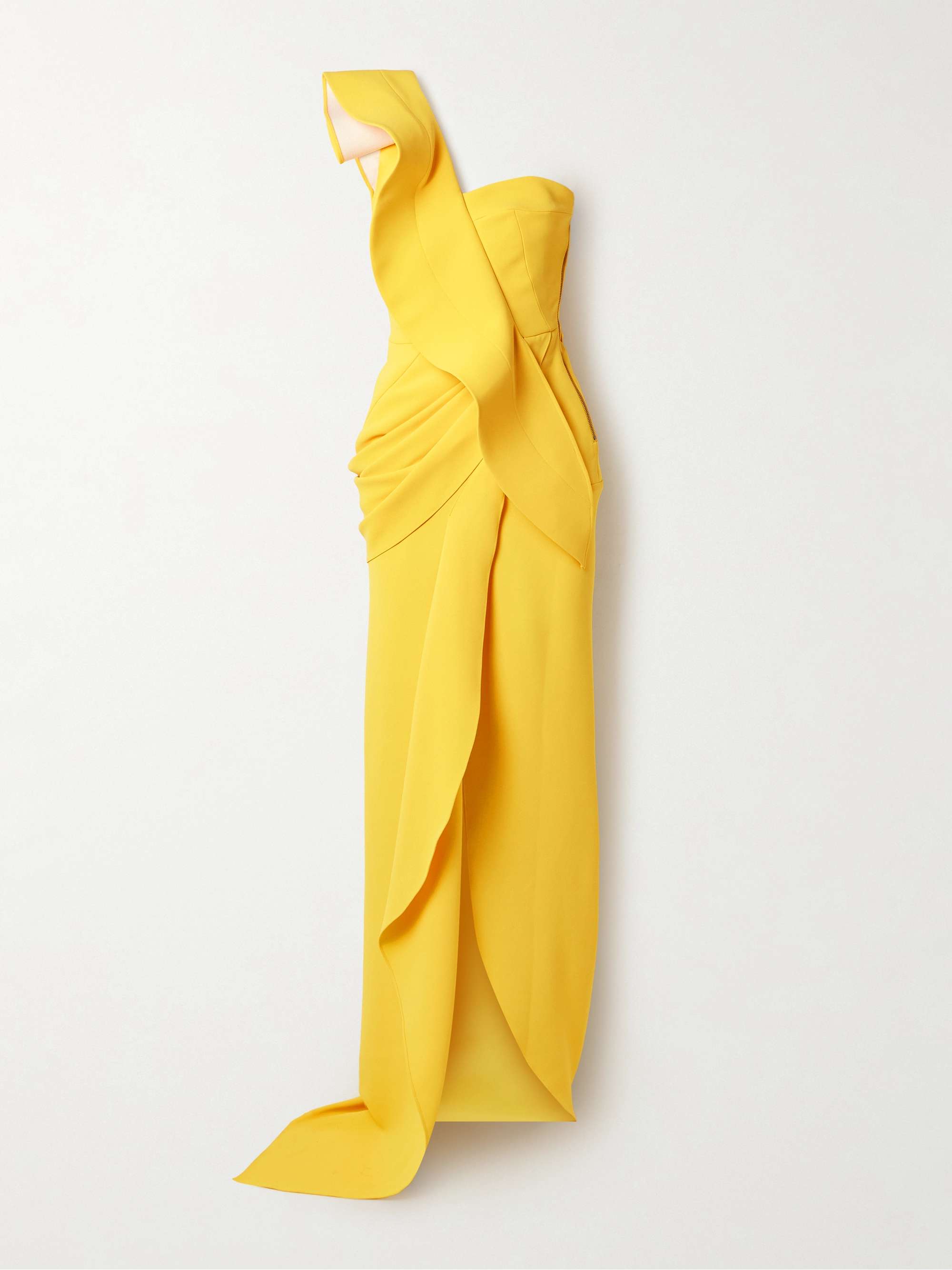 Salyut Wave one-shoulder draped crepe gown view