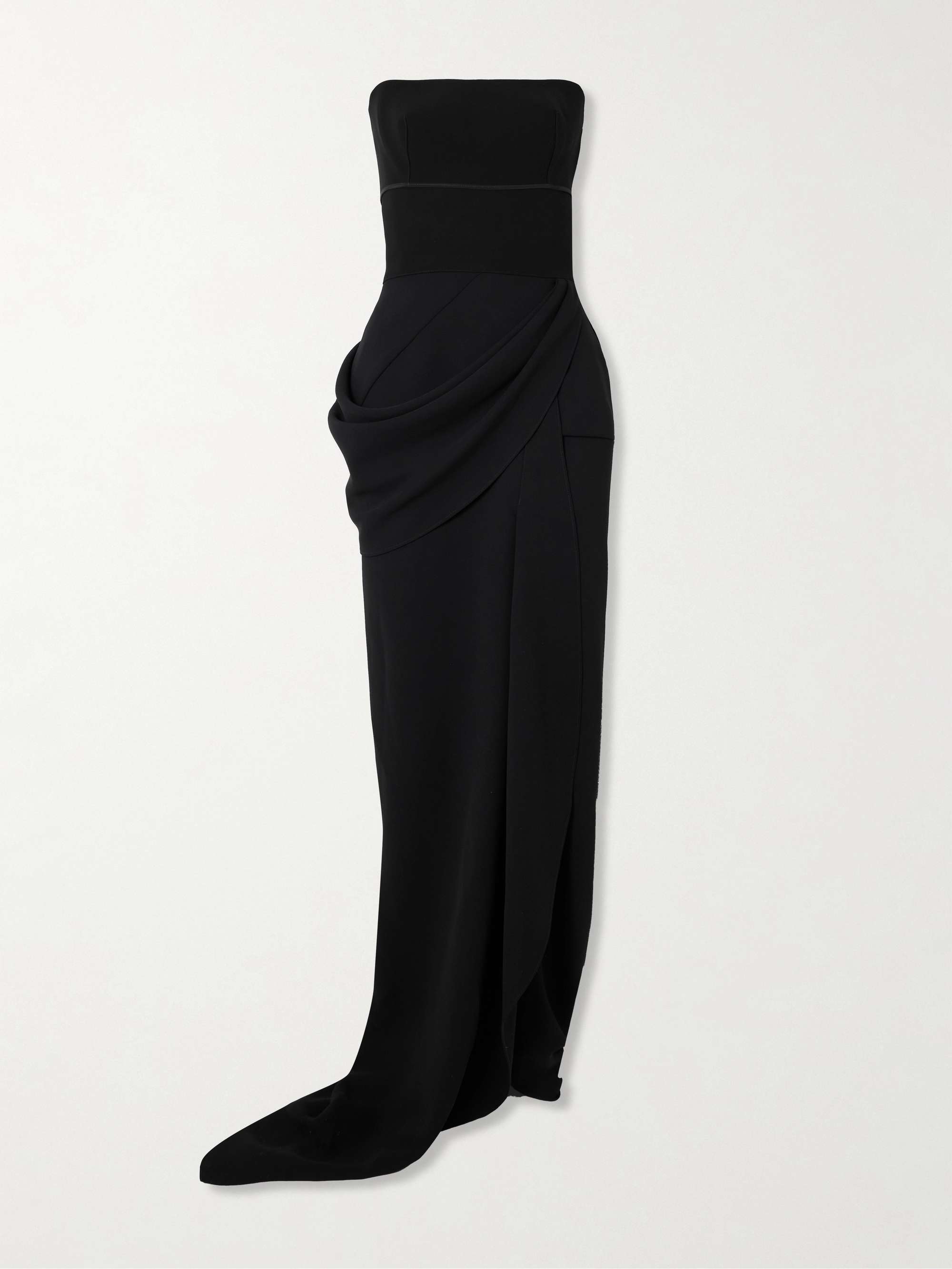Marlene strapless draped crepe de chine gown view