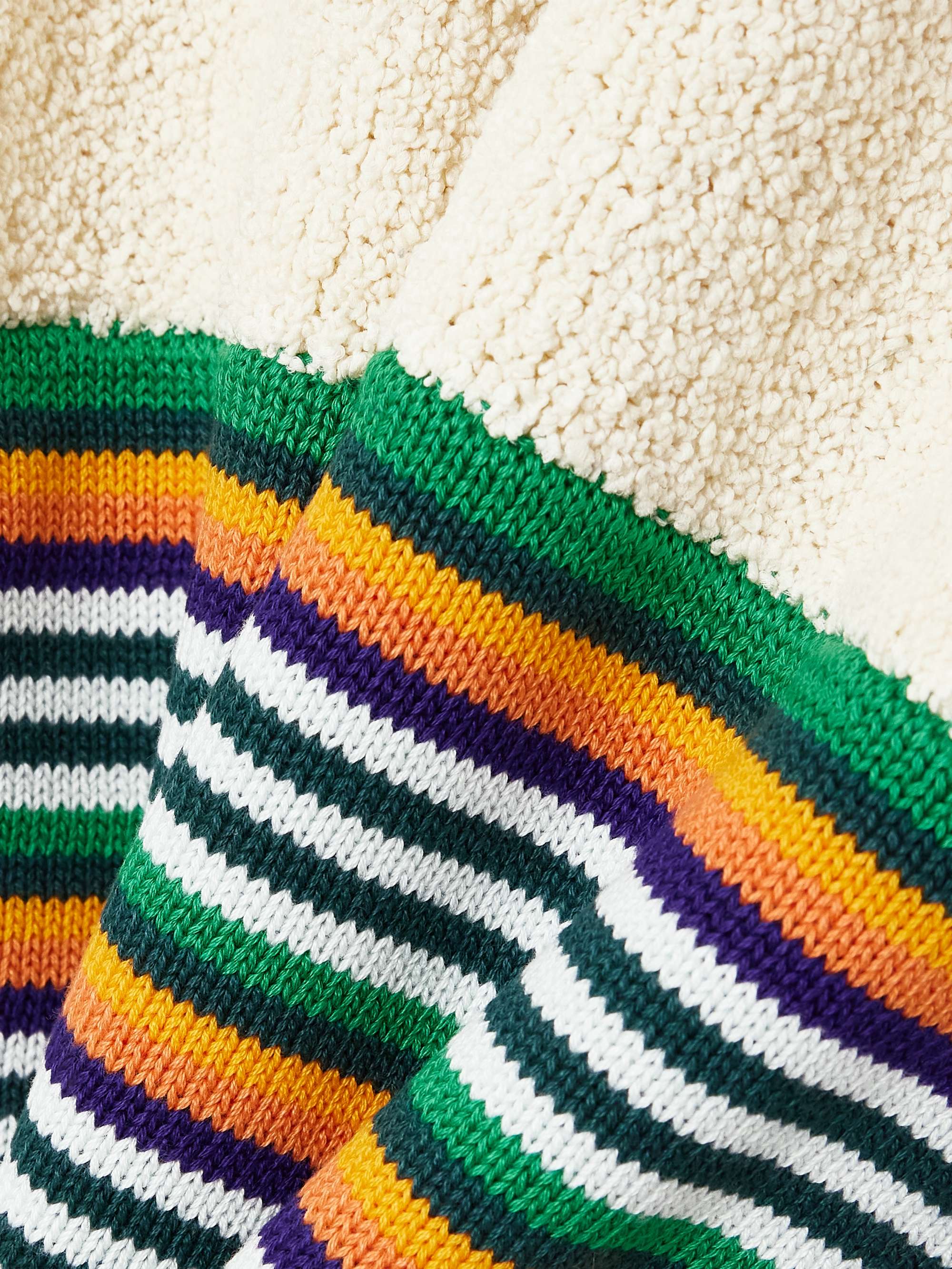 Striped cotton-blend bouclé midi skirt view