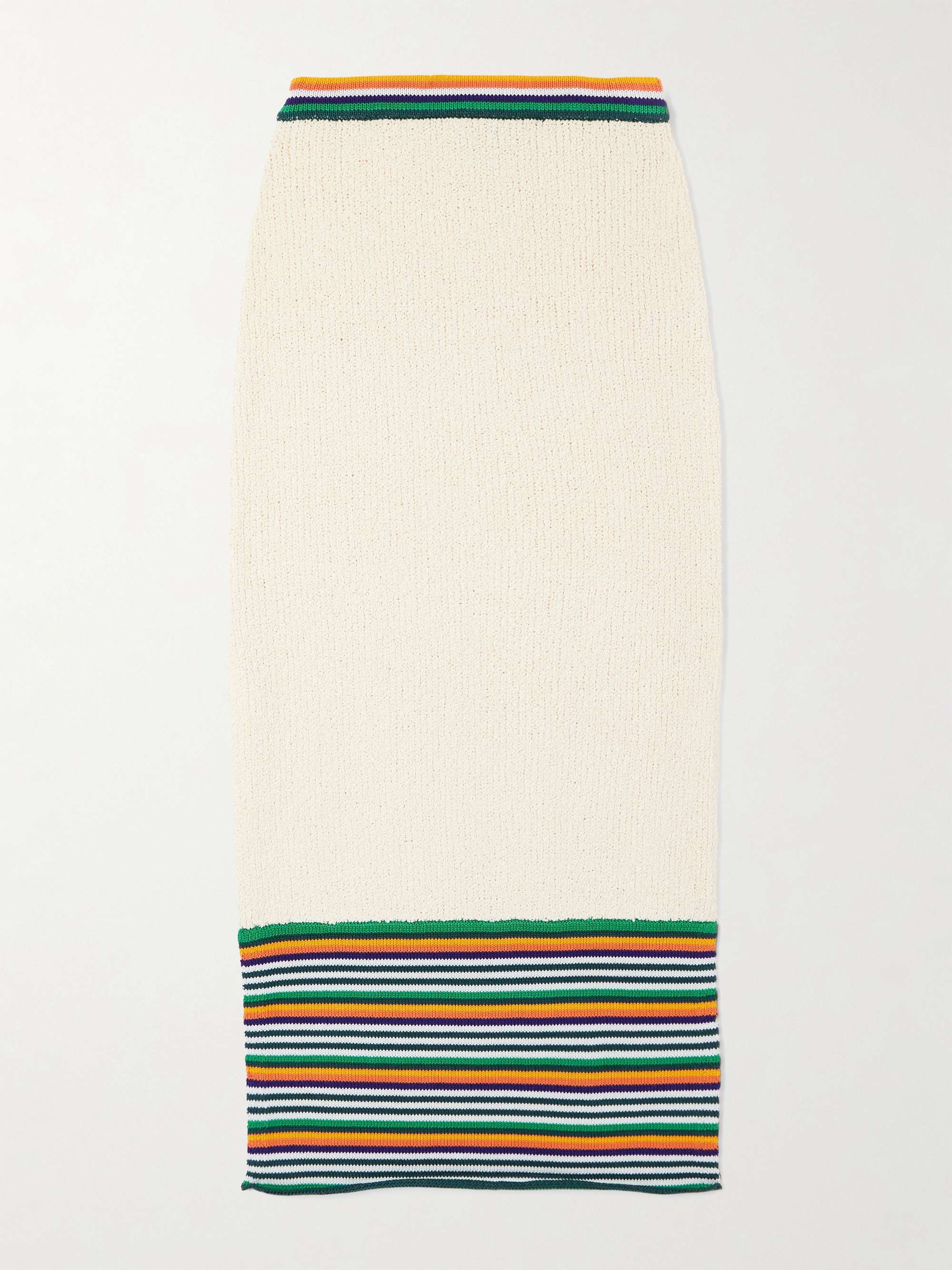 Striped cotton-blend bouclé midi skirt view