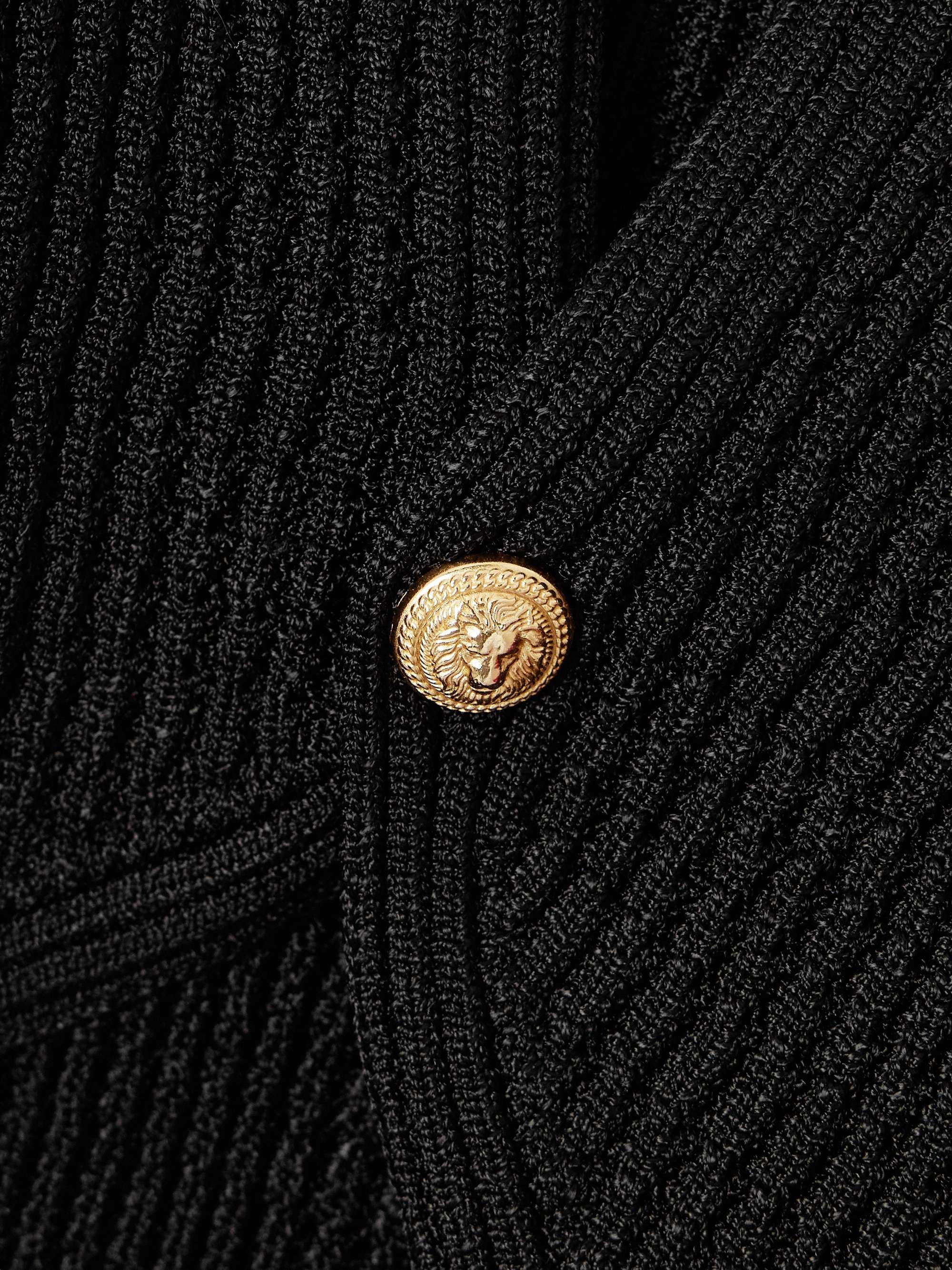 Cutout ribbed-knit halterneck midi dress view