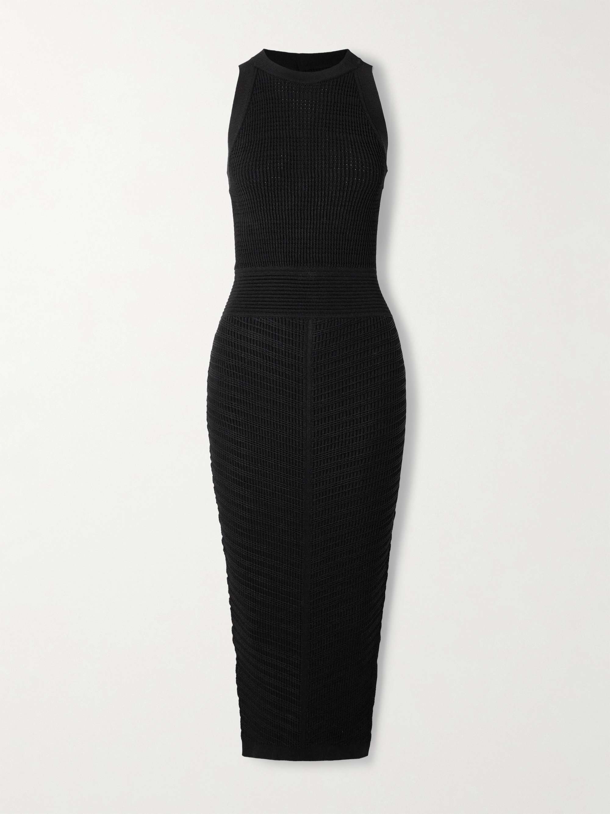 Cutout ribbed-knit halterneck midi dress view