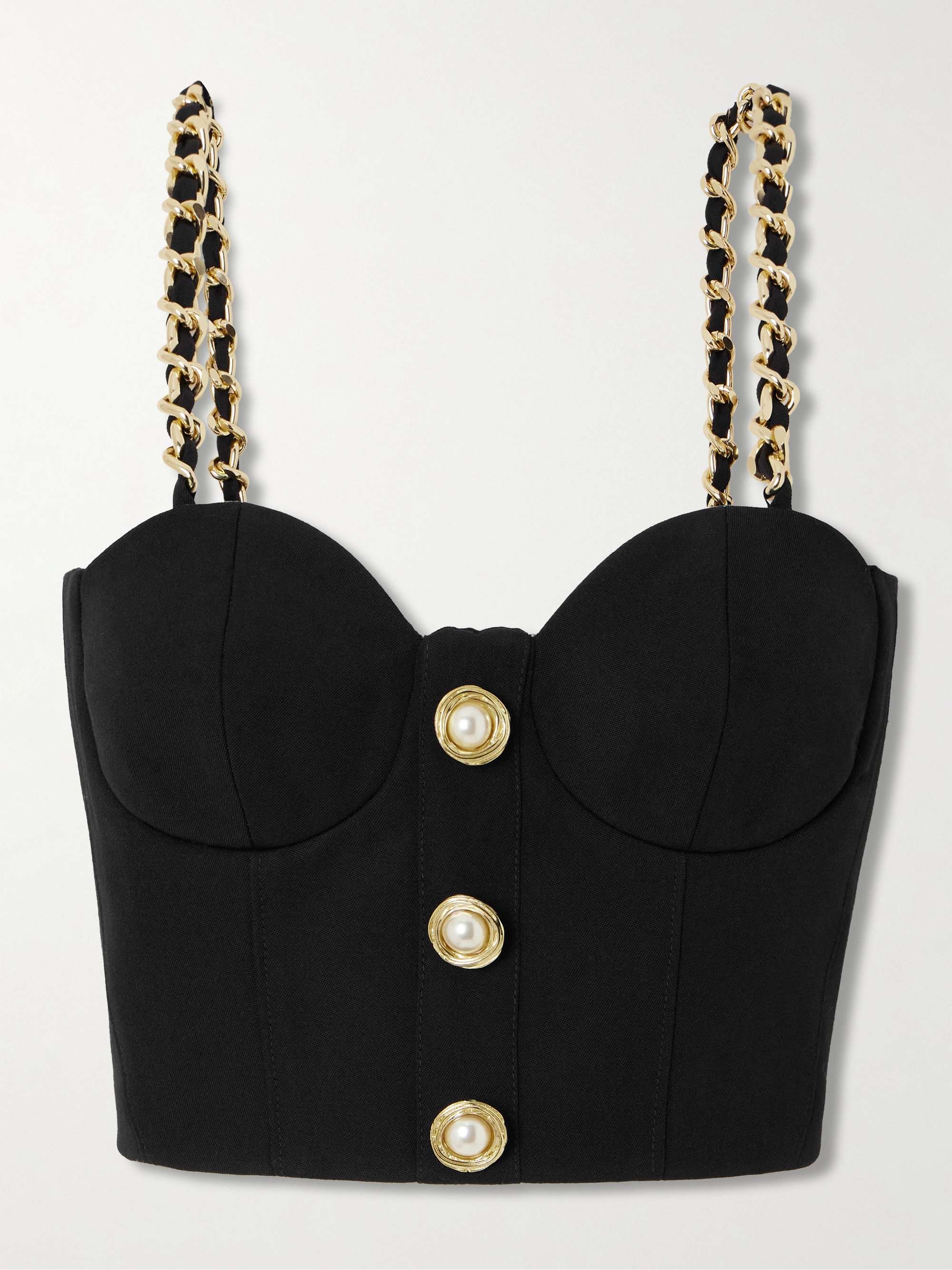 Embellished wool bustier top view