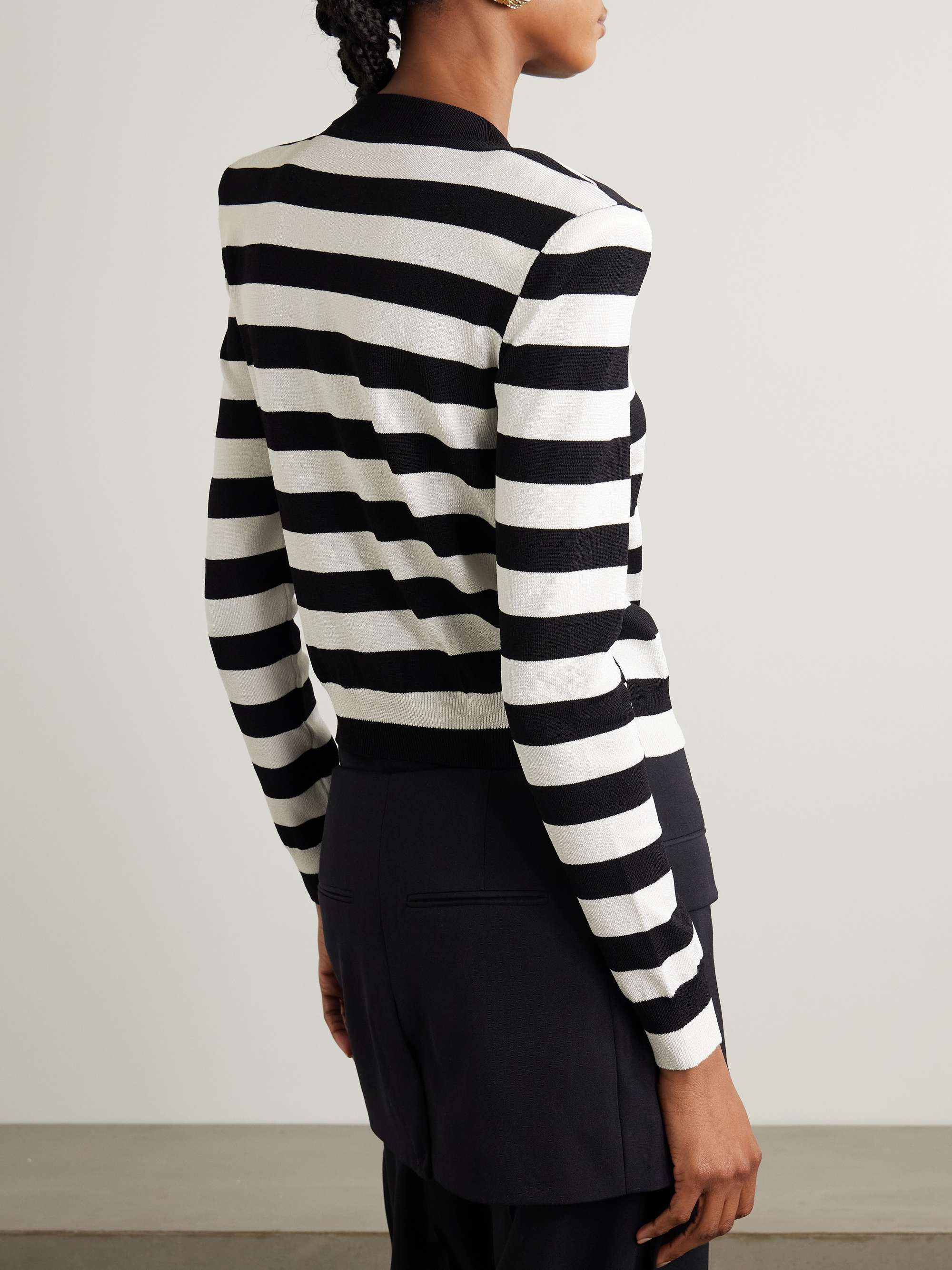 Striped knitted cardigan view