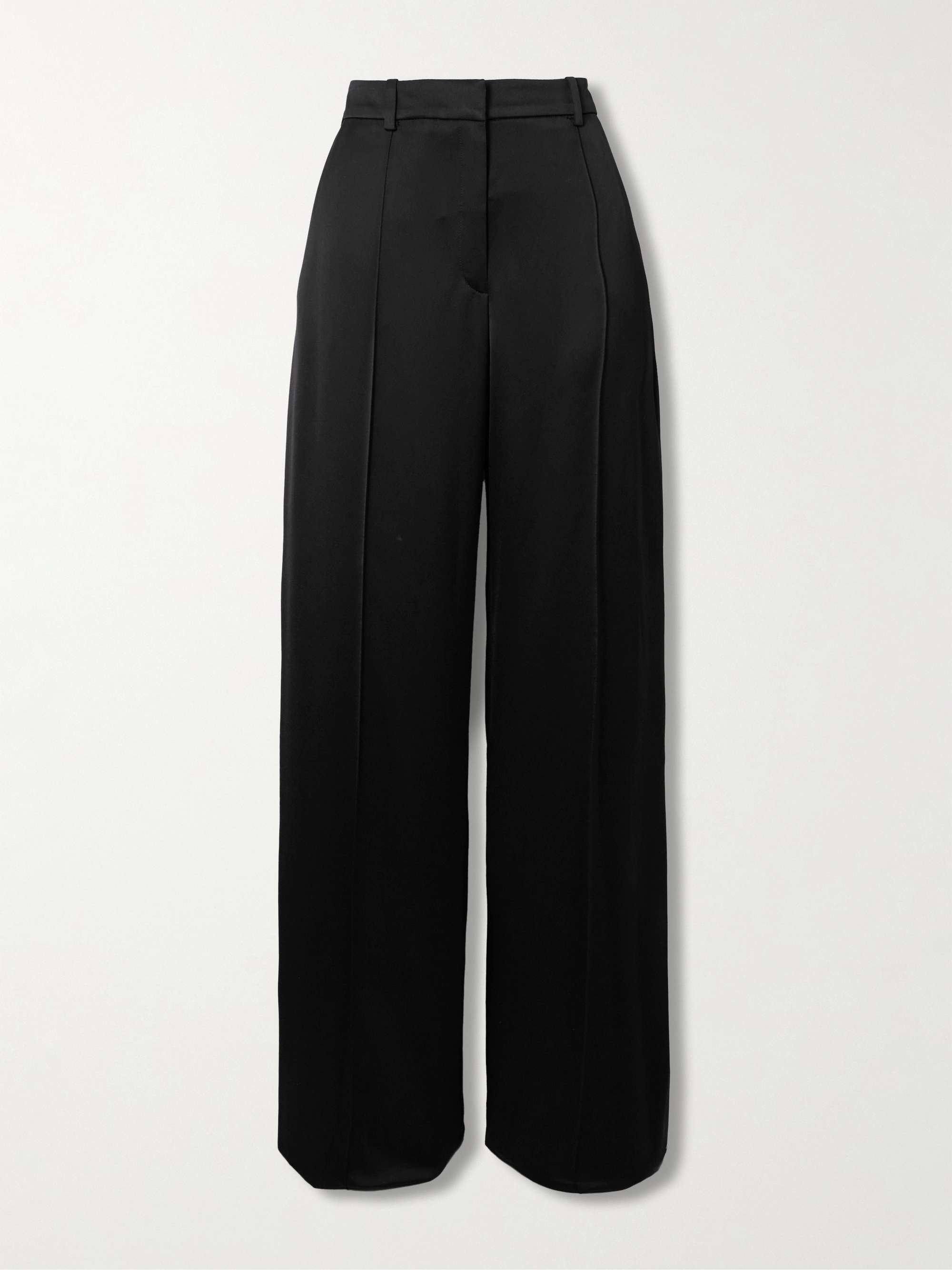 Pleated satin wide-leg pants view