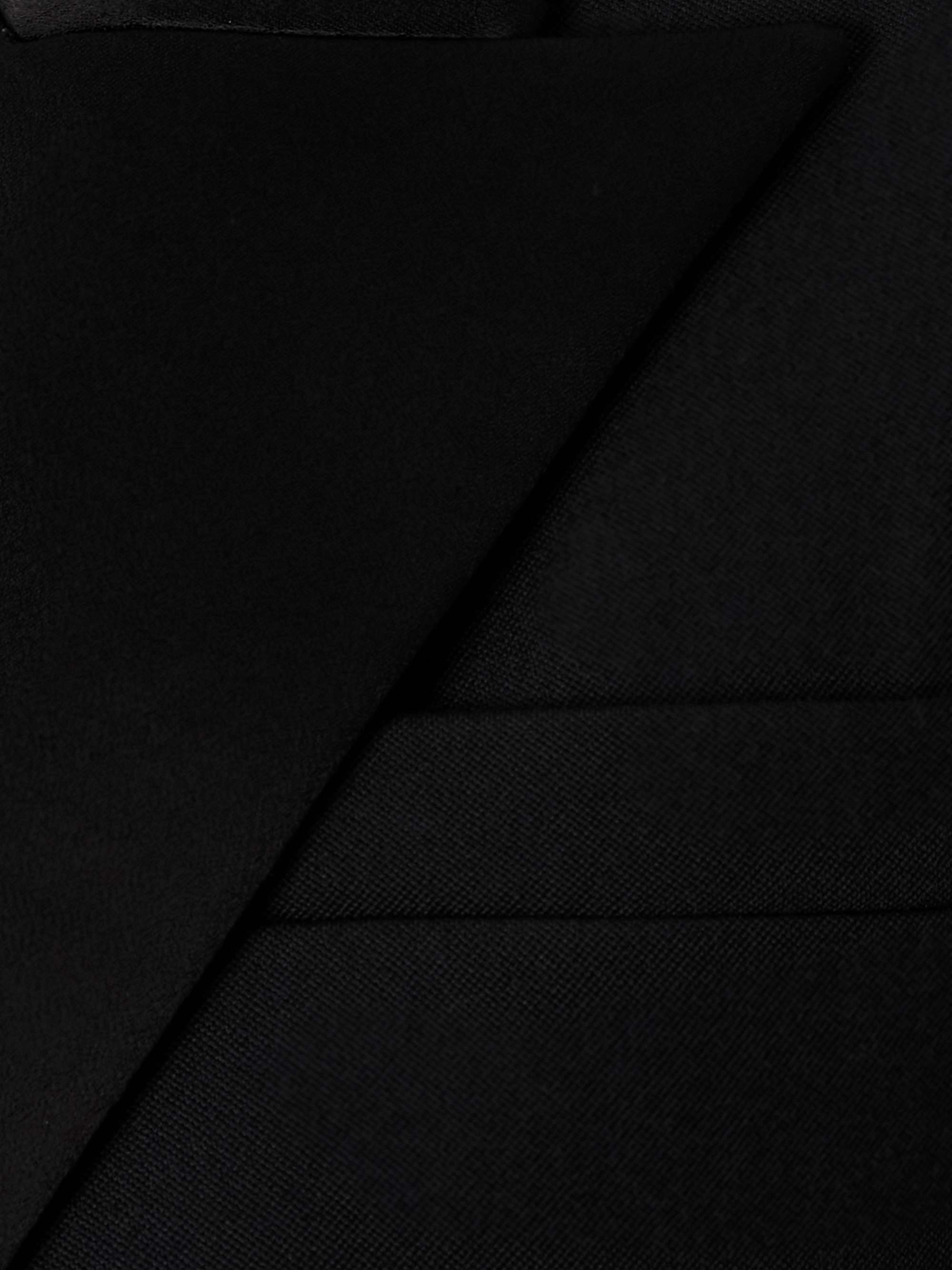 Asymmetric satin-trimmed wool blazer view