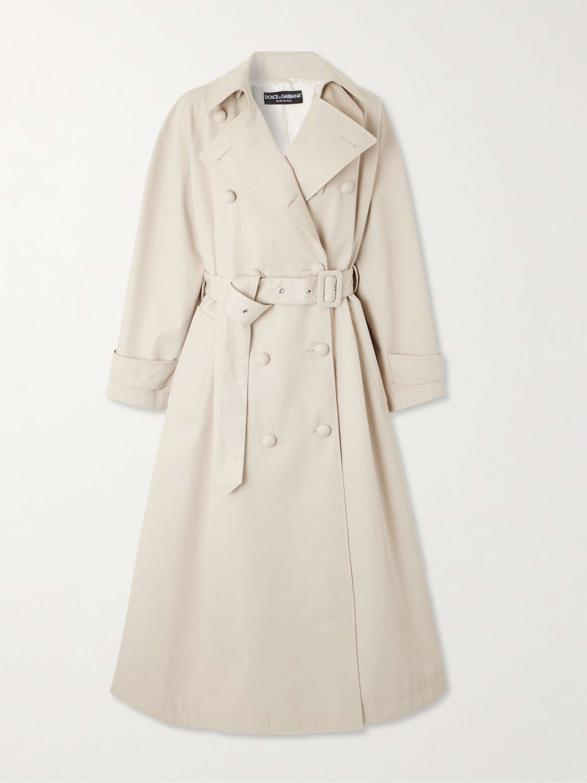 Double-breasted belted gabardine trench coat view