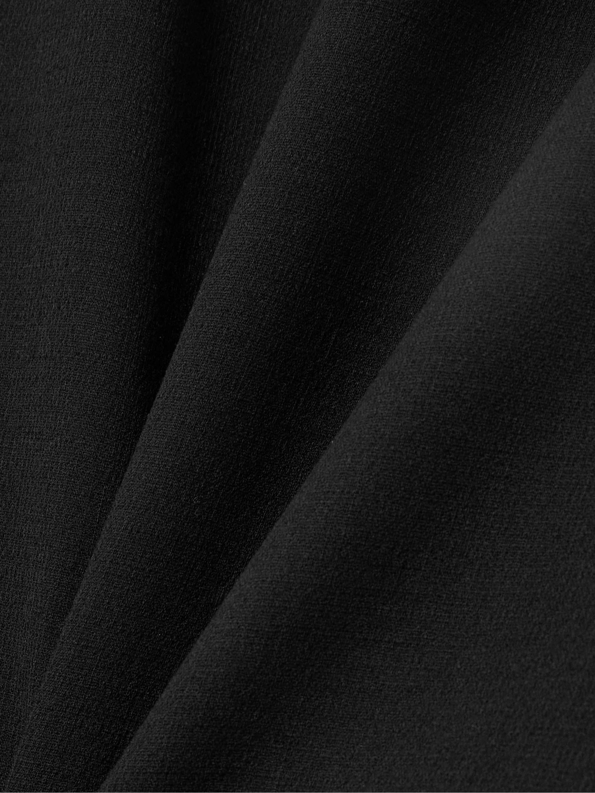 Silk satin-trimmed wool-blend midi skirt view
