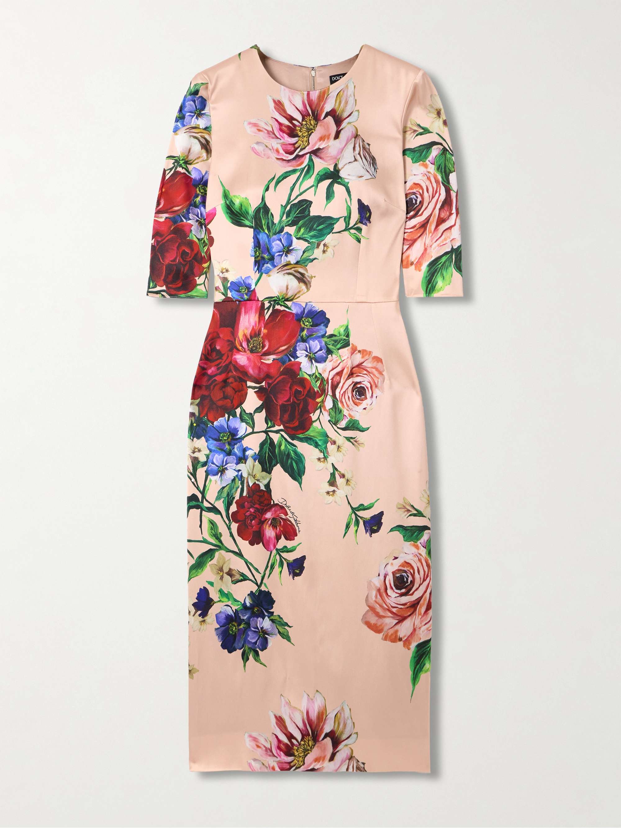 Floral-print satin midi dress view
