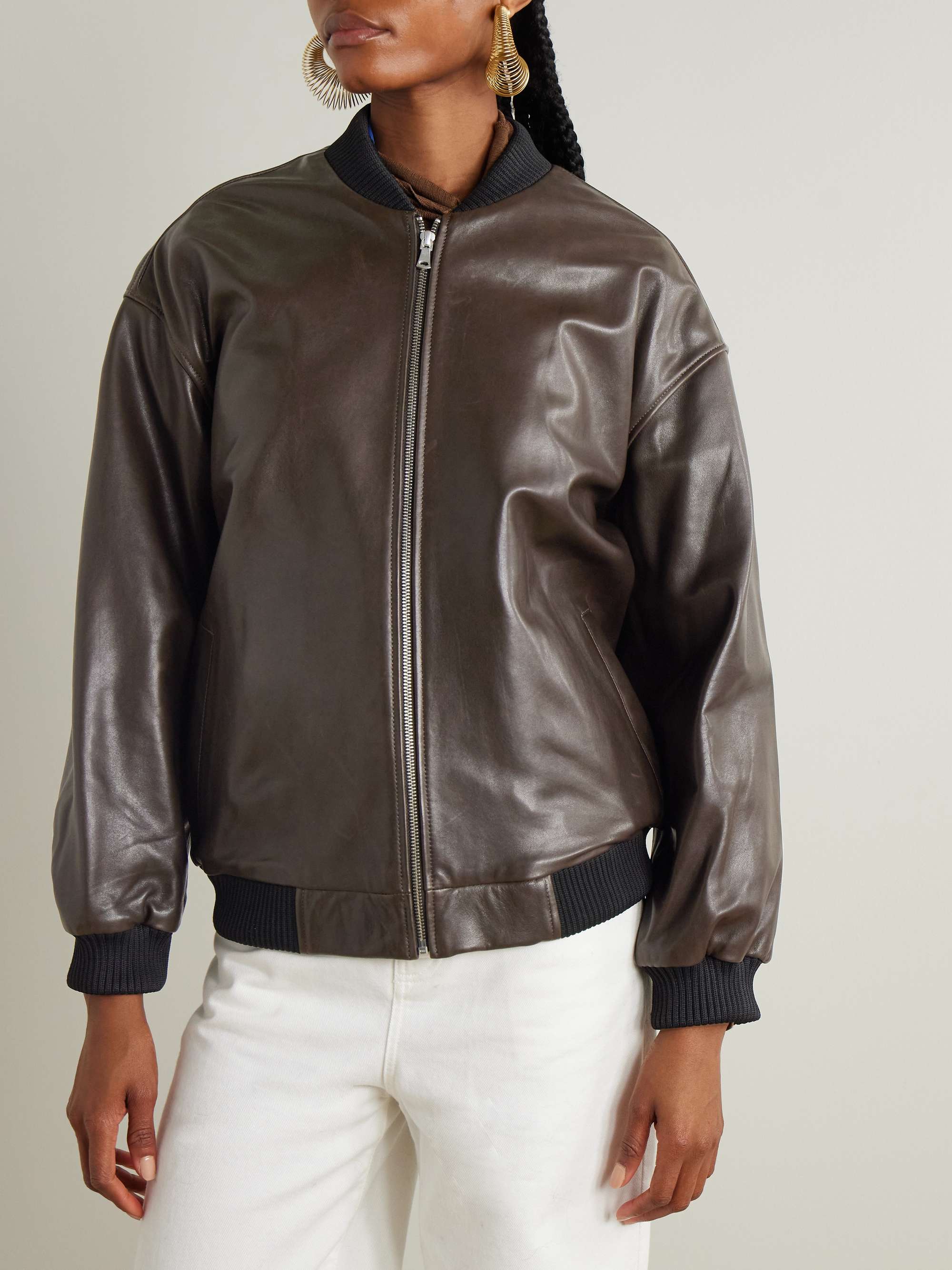 Marly leather bomber jacket view