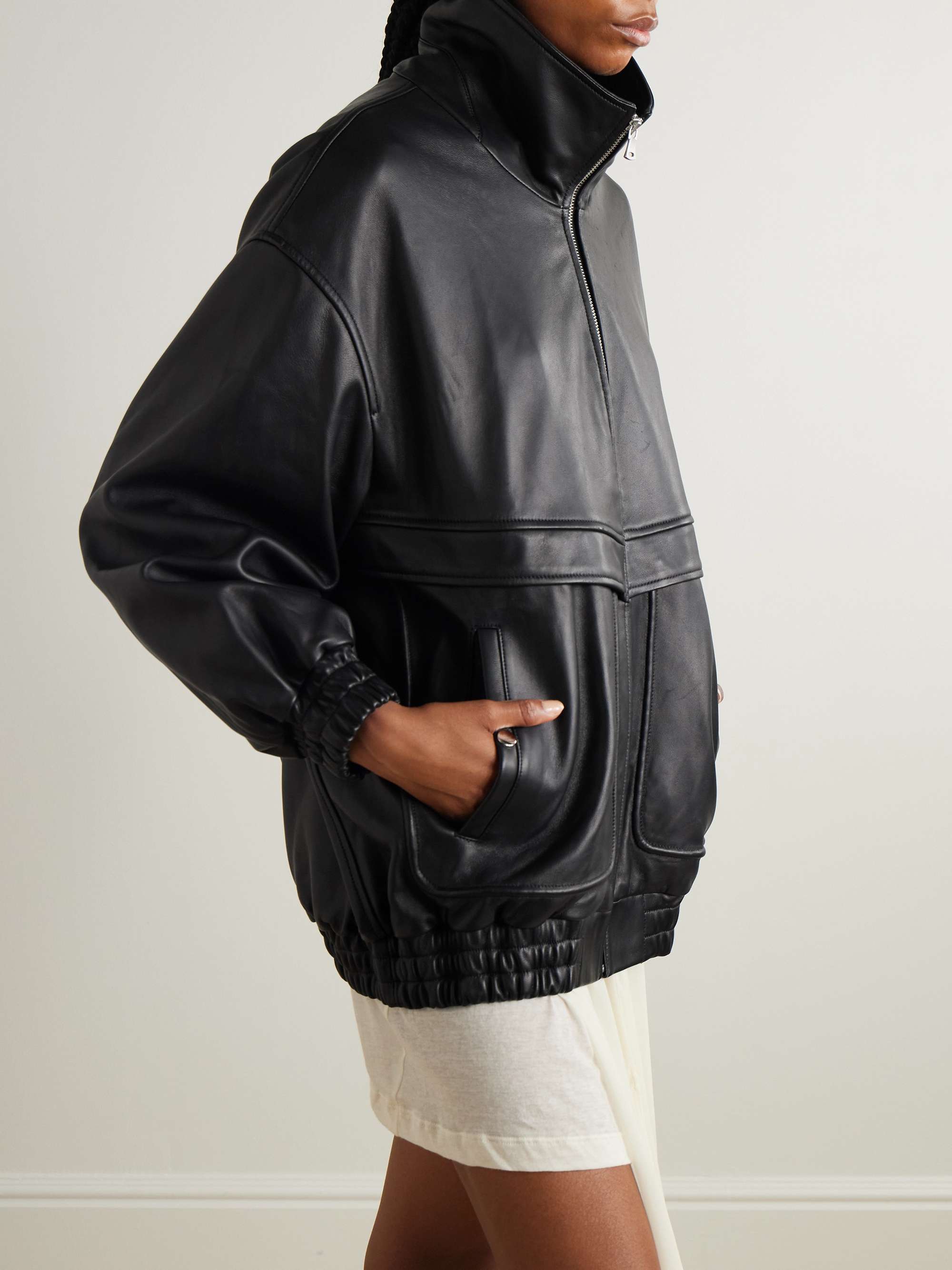 Beck oversized leather jacket view