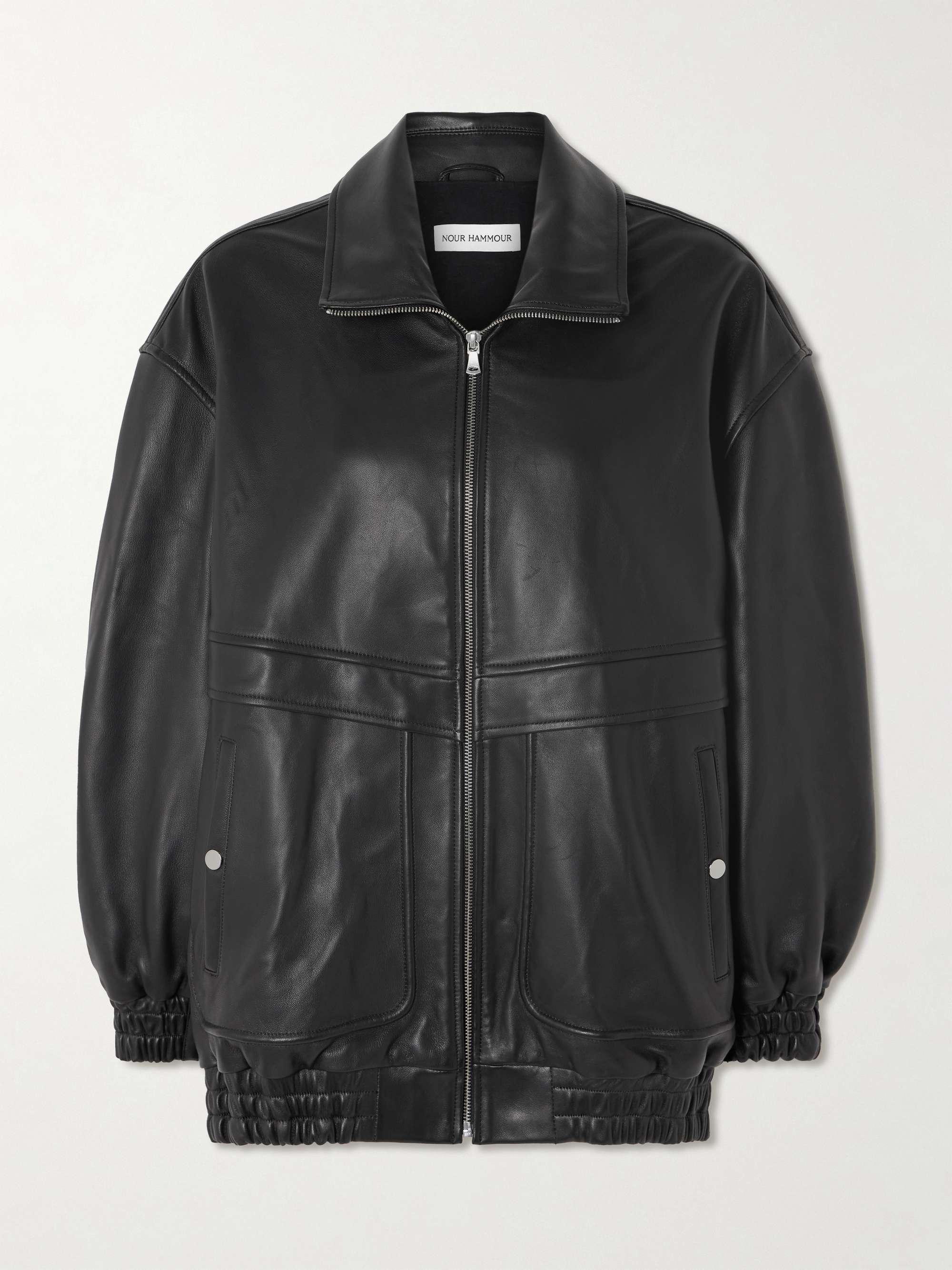 Beck oversized leather jacket view