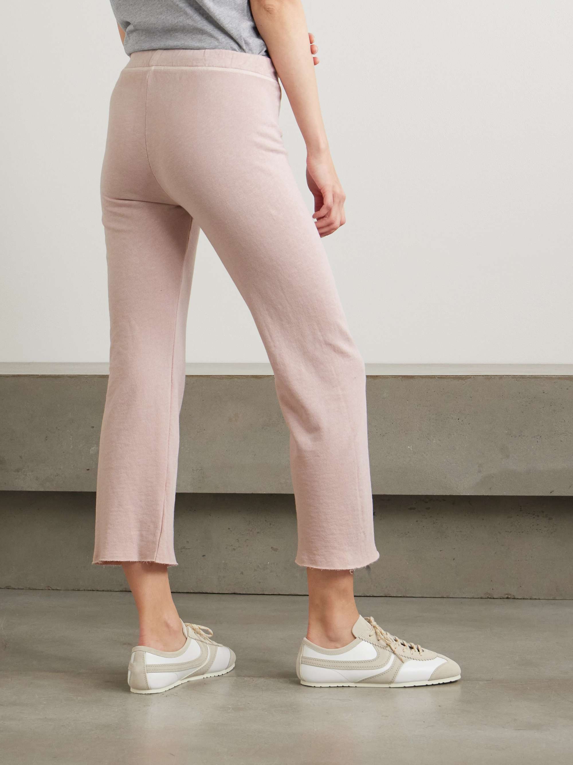 Cropped cotton-terry track pants view
