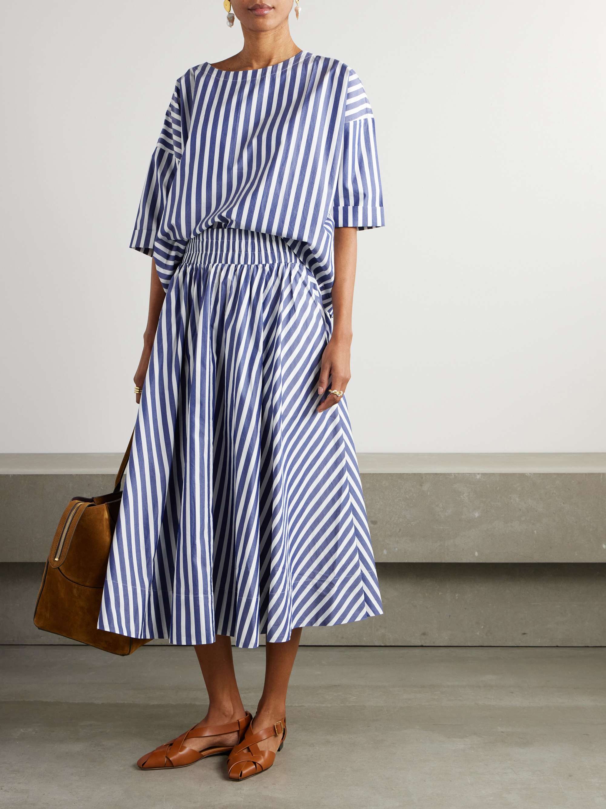 Saria striped cotton-poplin T-shirt view