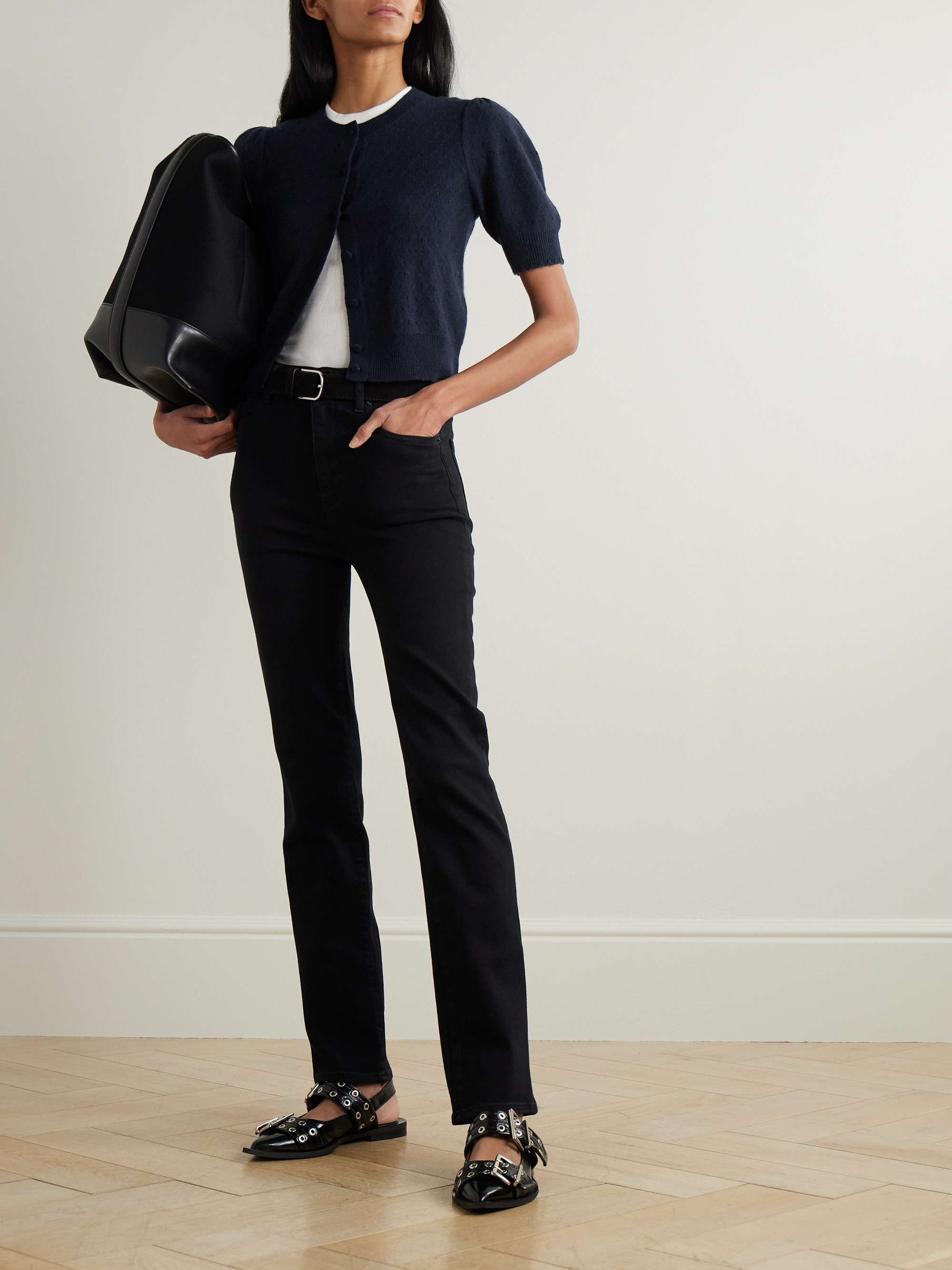 Pointelle-knit cashmere cardigan view