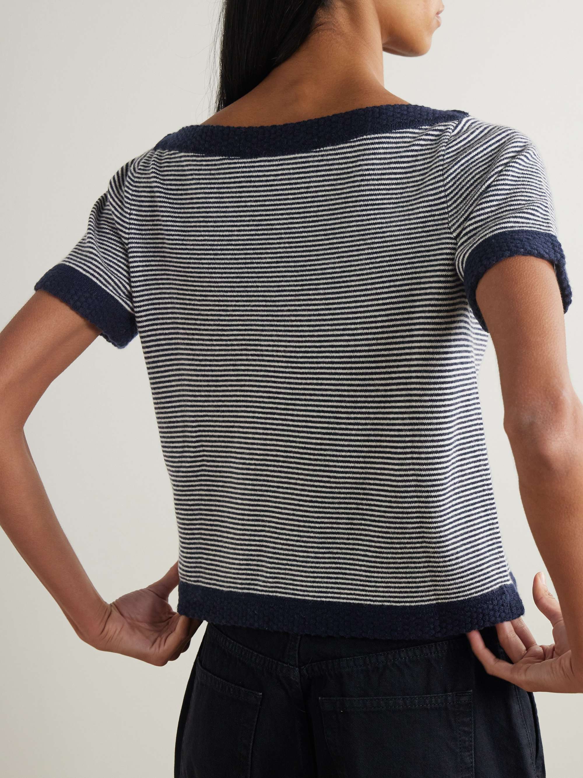Striped cashmere top view