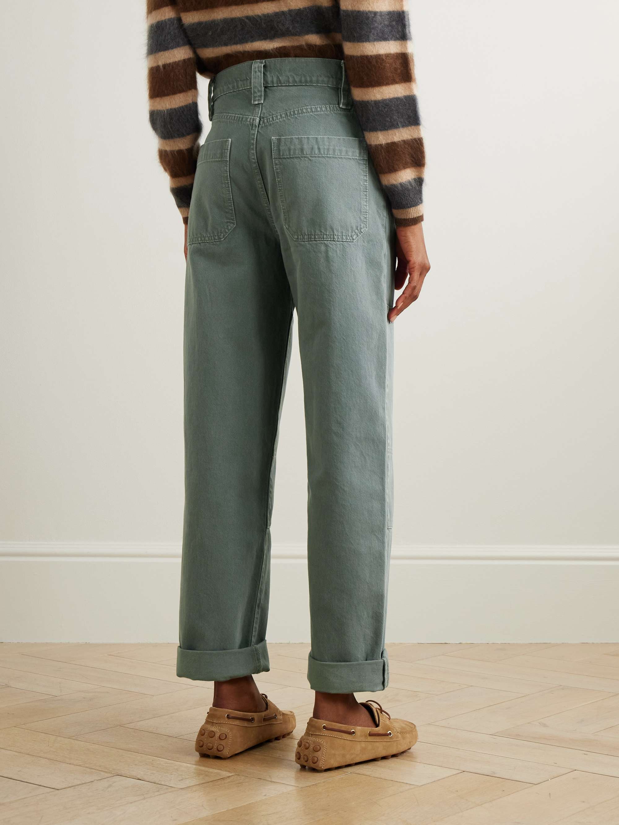 Paneled cotton-canvas wide-leg pants view