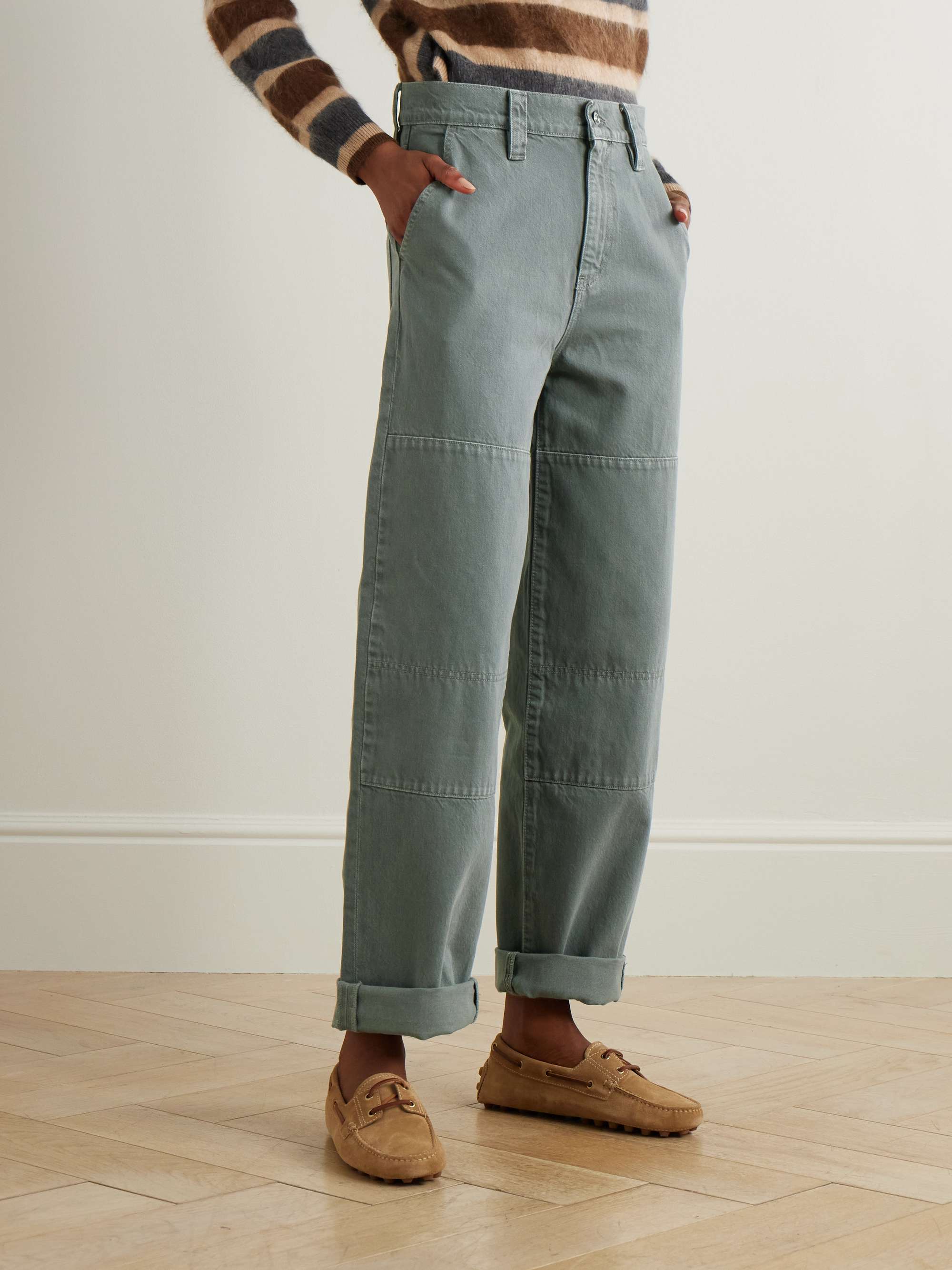 Paneled cotton-canvas wide-leg pants view