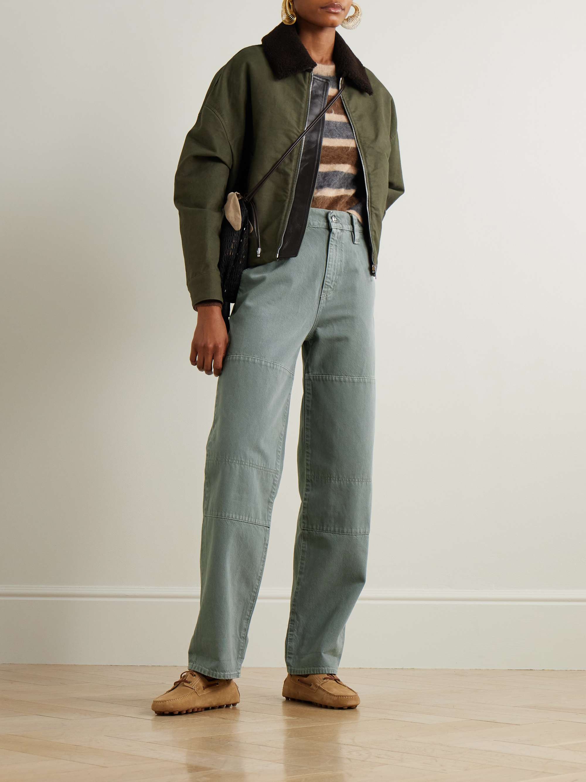 Paneled cotton-canvas wide-leg pants view