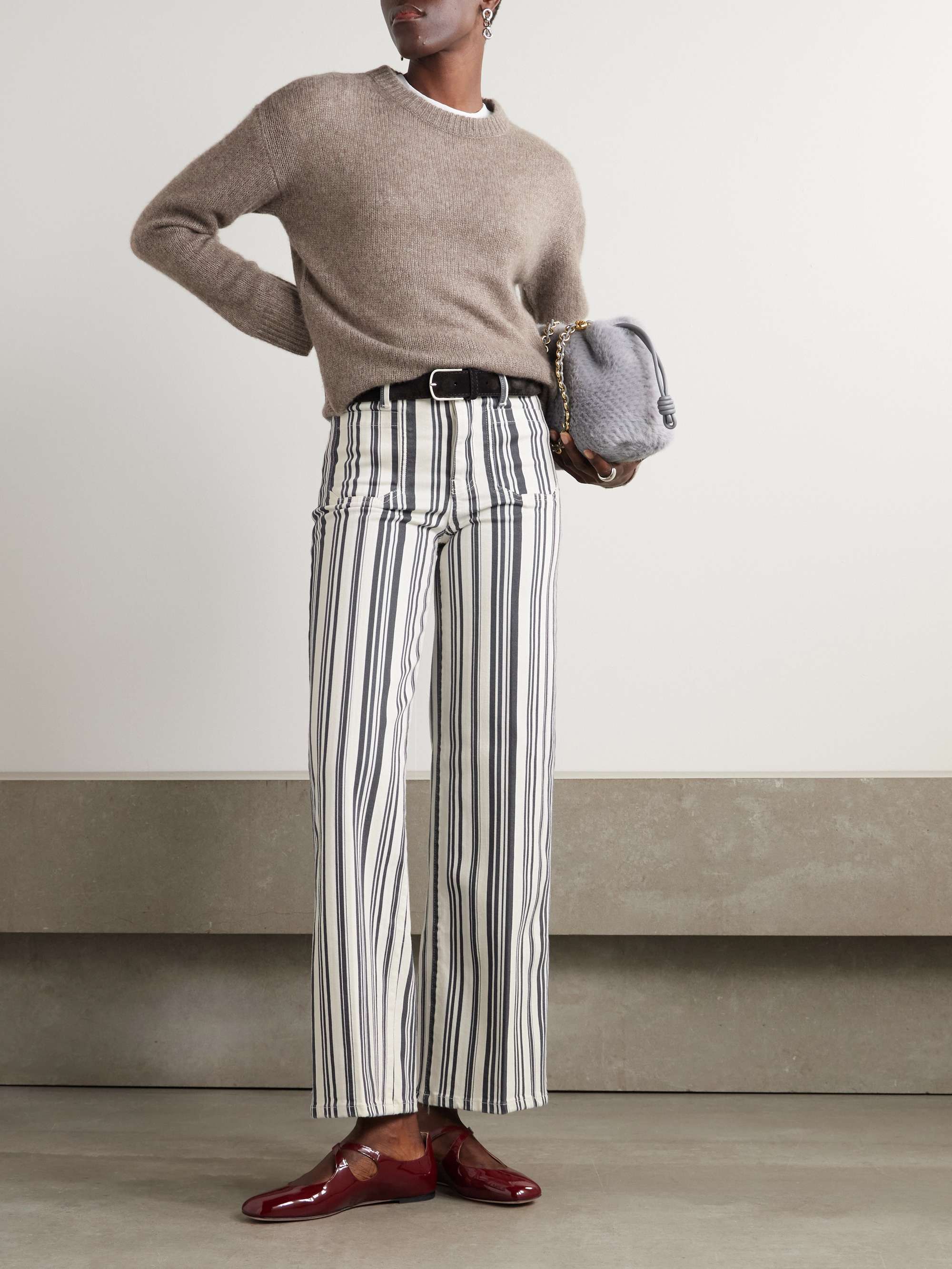 Le Slim Palazzo Modernist Pocket striped high-rise wide-leg jeans view