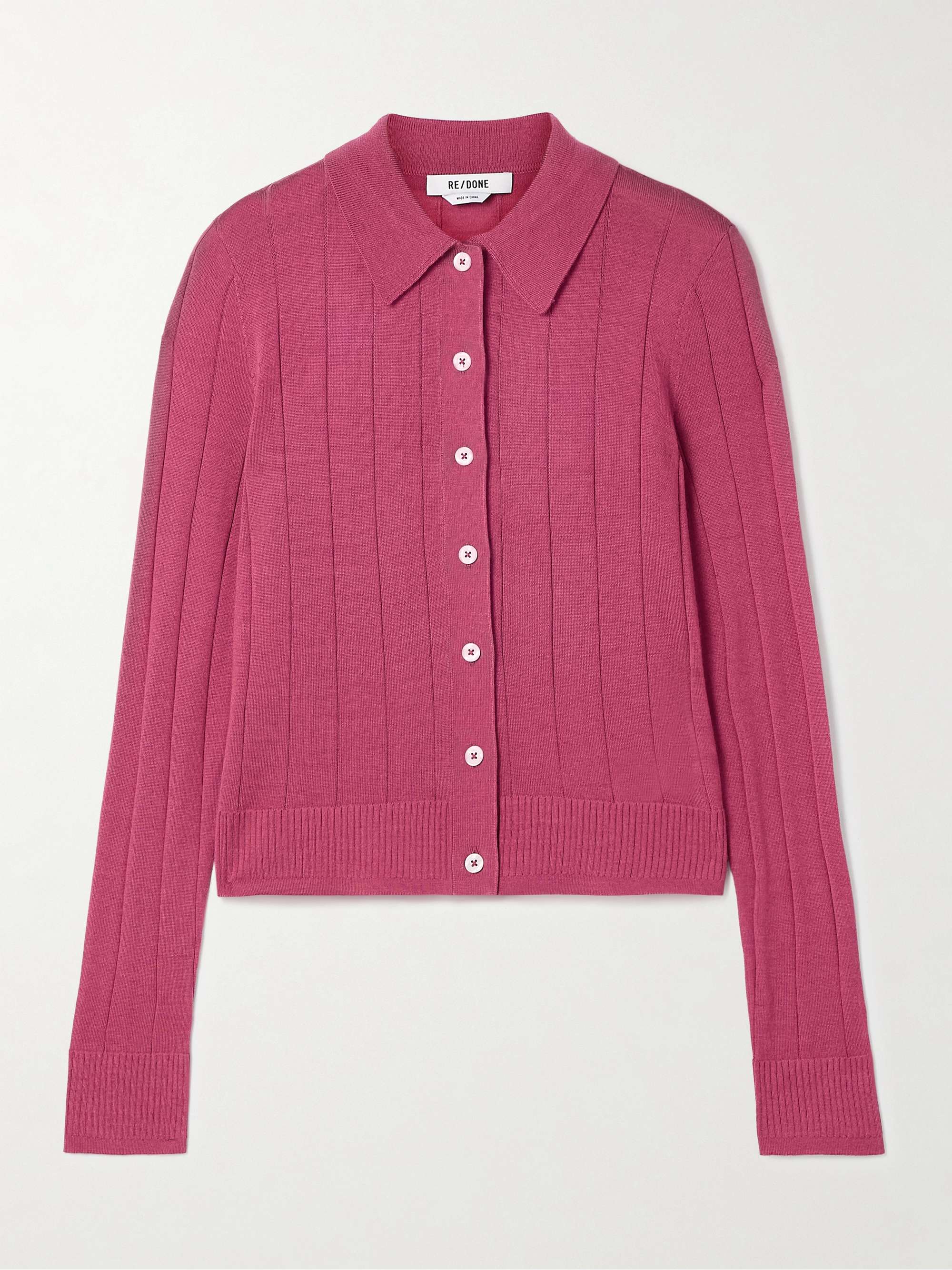 The Caroline ribbed merino wool, silk and cashmere-blend cardigan view