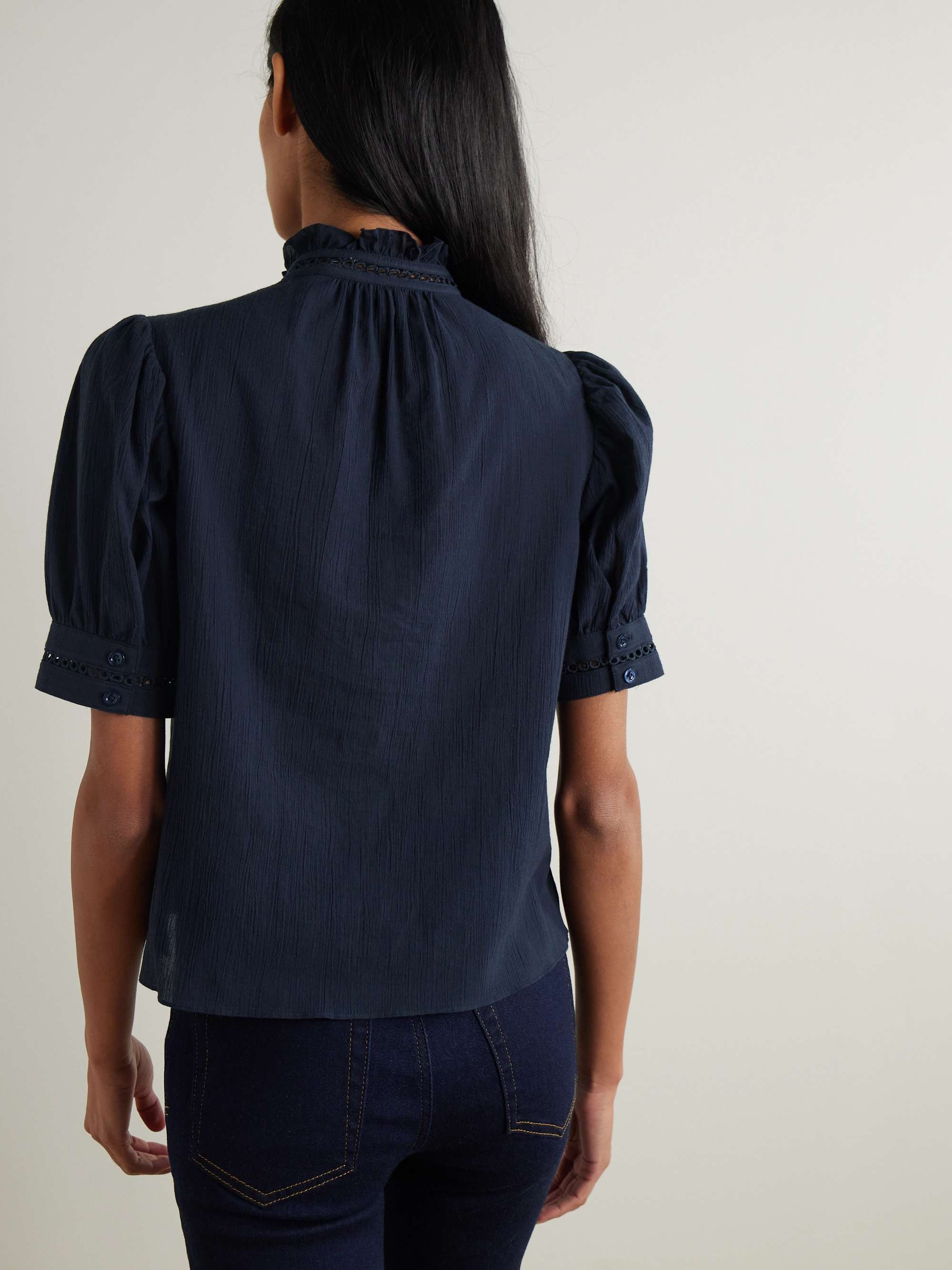 The Ruffle textured-cotton blouse view