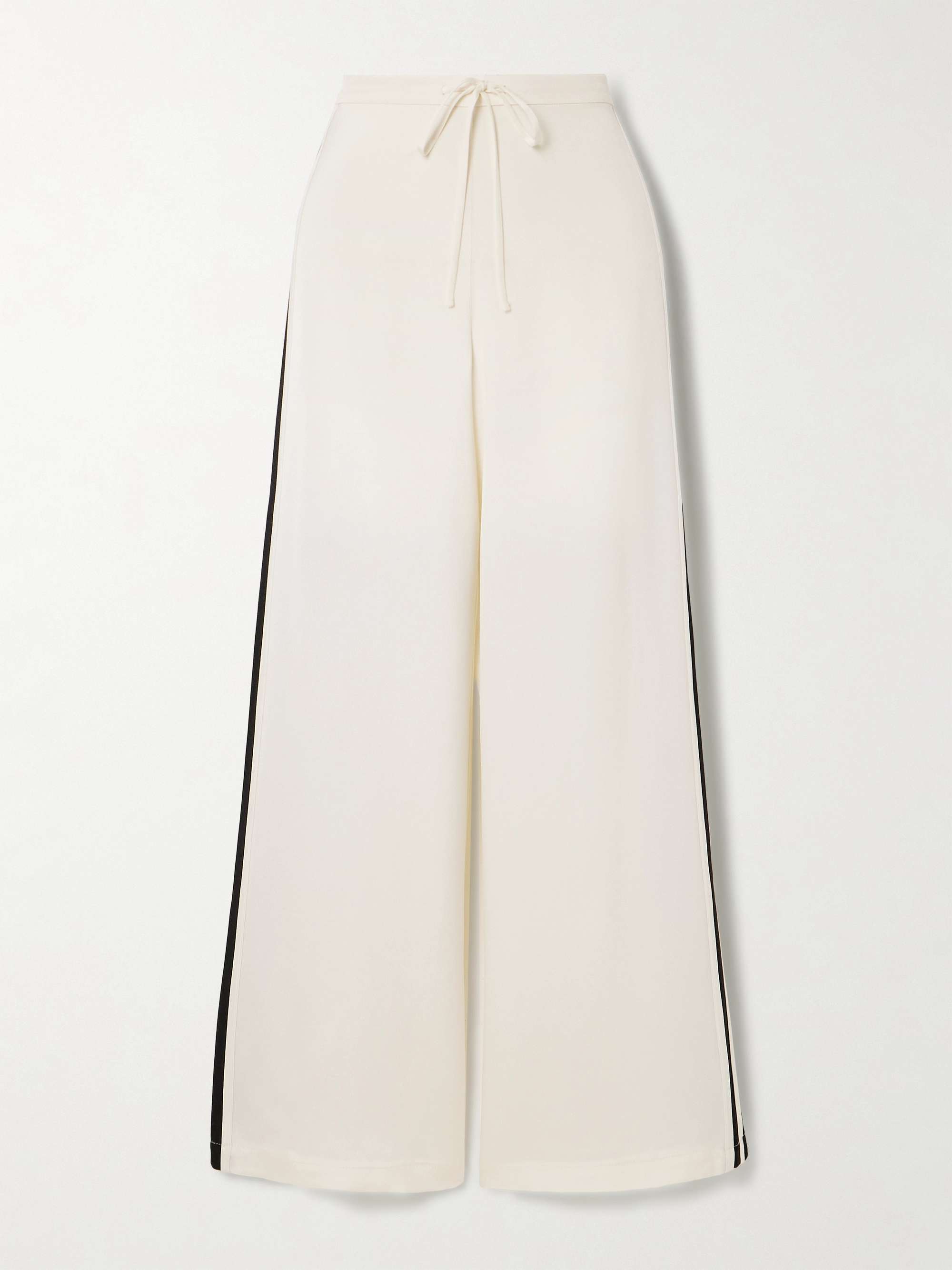 Striped silk-crepe wide-leg pants view